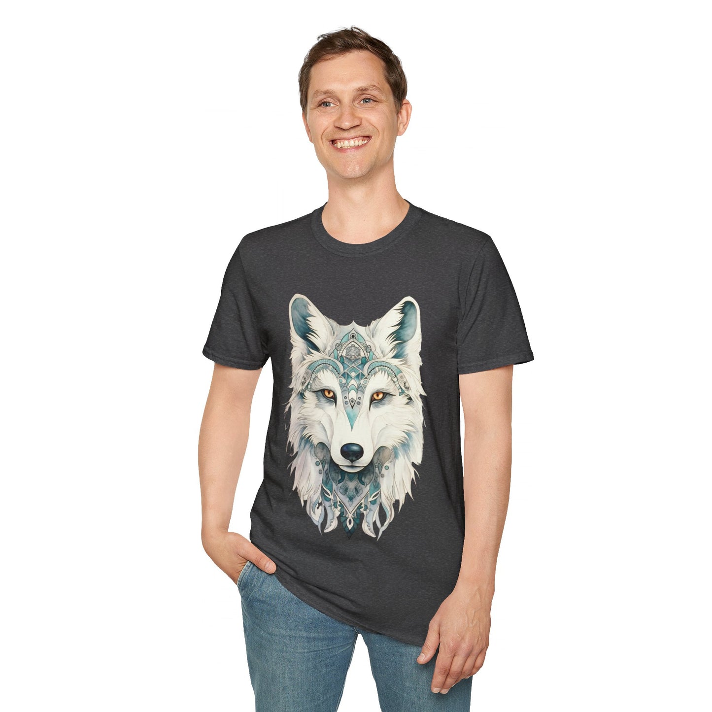 Snow Wolf, White Wolf Shirt, Lone Wolf Gift Unisex Tee Shirt, T-Shirt Wolf Totem Spirit Medicine Softstyle T-Shirt Tee Teeshirt