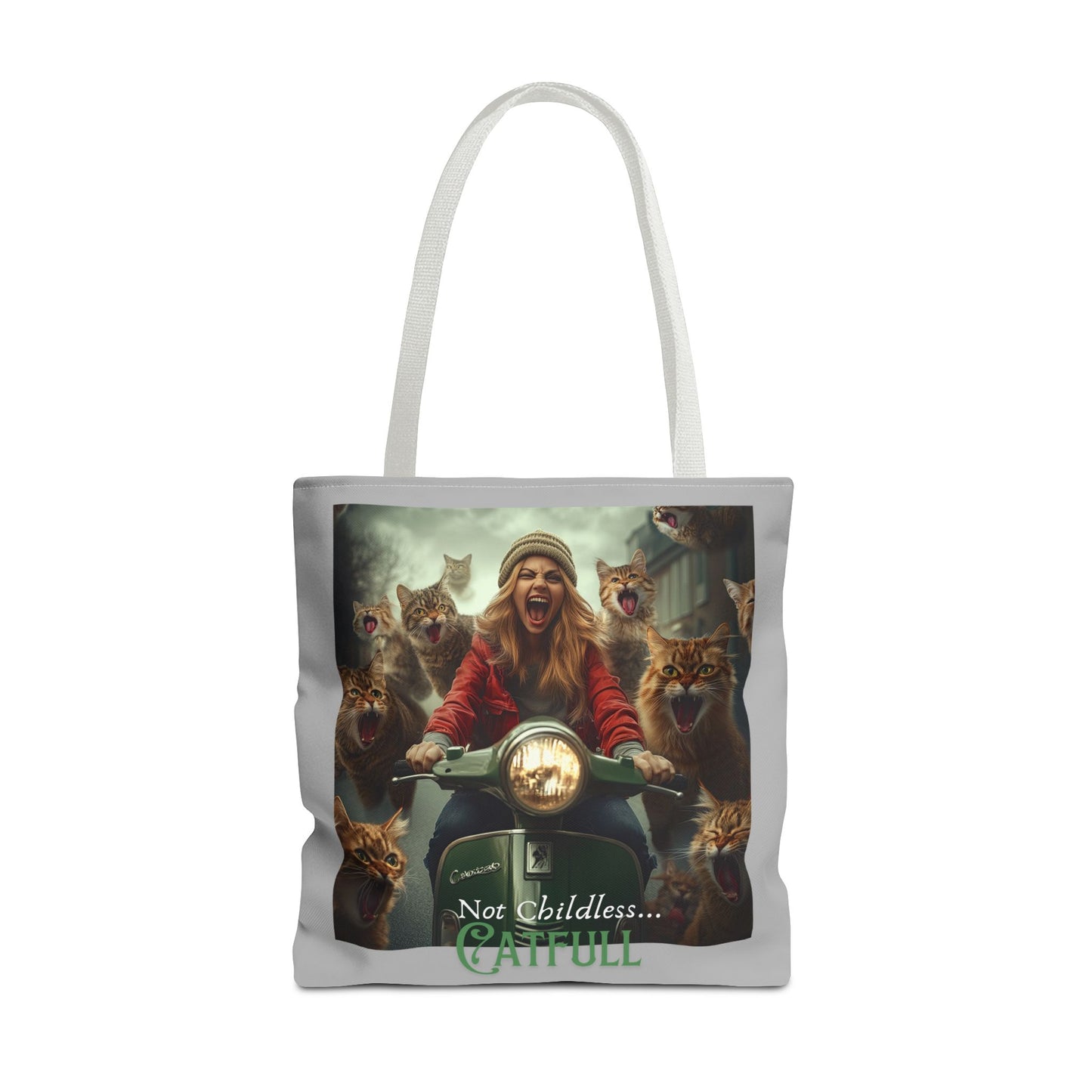 "Not Childless... Catfull" Cat Lady Tote Bag Childless Cat Lady Tote Bag (AOP)