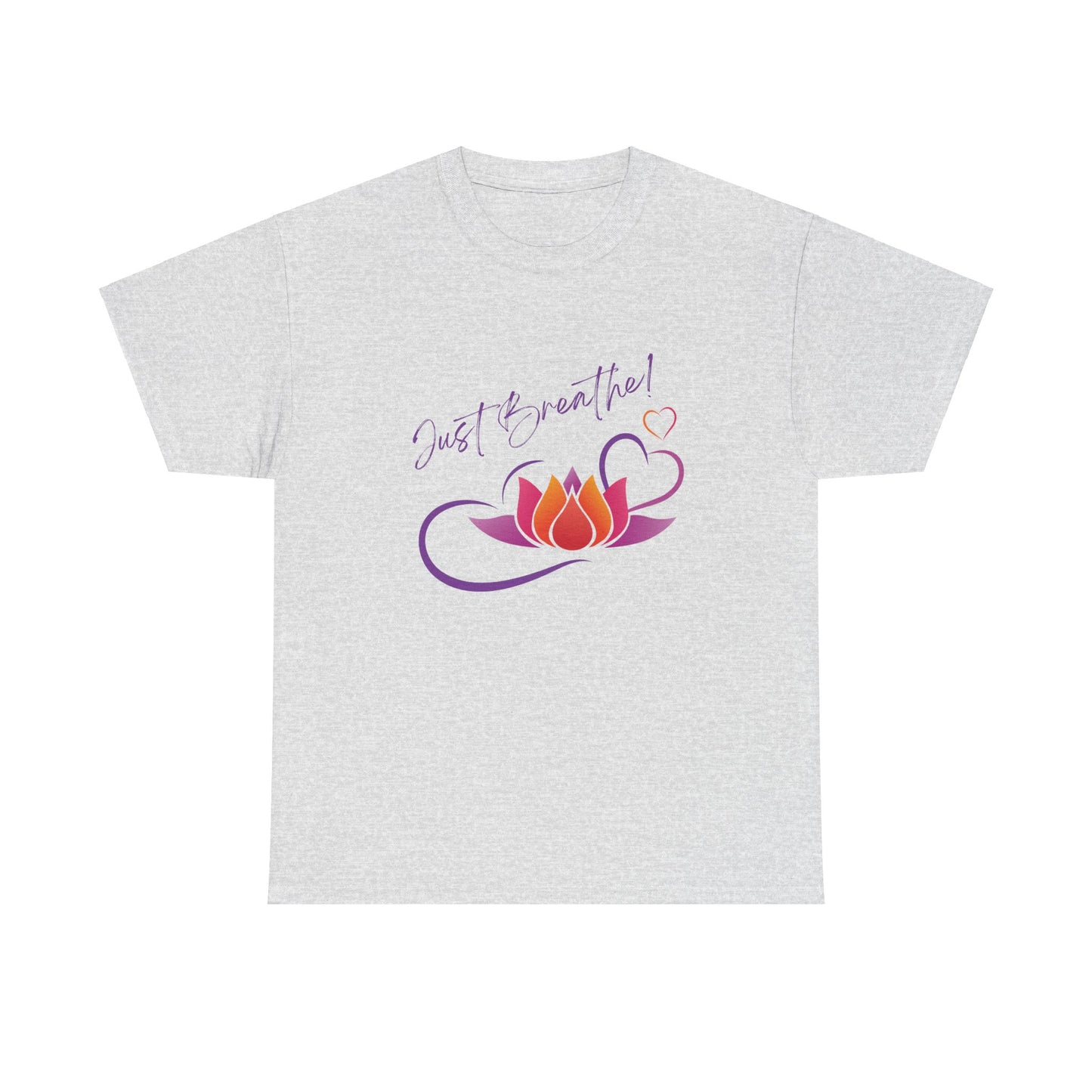 Just Breathe! Lotus Flower Hearts Tee shirt, Graphic Tees, Yoga Wear, Zen, Spiritual, Meditation Gifts Unisex Heavy Cotton Graphic Tee T-Shirt