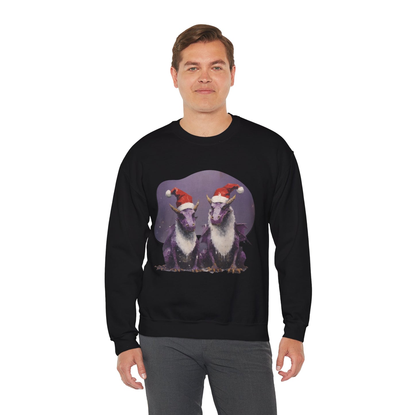 Christmas Dragons, Holiday Dragons with Santa Hat, Gift Shirt Dragon Gifts, Holiday Cheer Shirt, Unisex sweatshirt