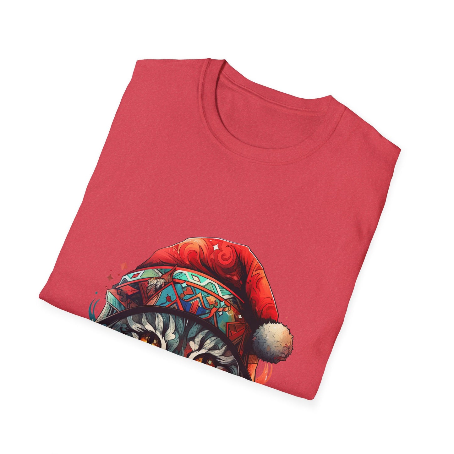 Santa Cats in Christmas Hat Holiday Christmas Cat Shirt, Cat Lover's Graphic Tee Graphic Unisex T- Shirt, T-Shirt Cat Lovers Gift Softstyle T-Shirt Tee Christmas JumperTeeshirt Stylized Cat