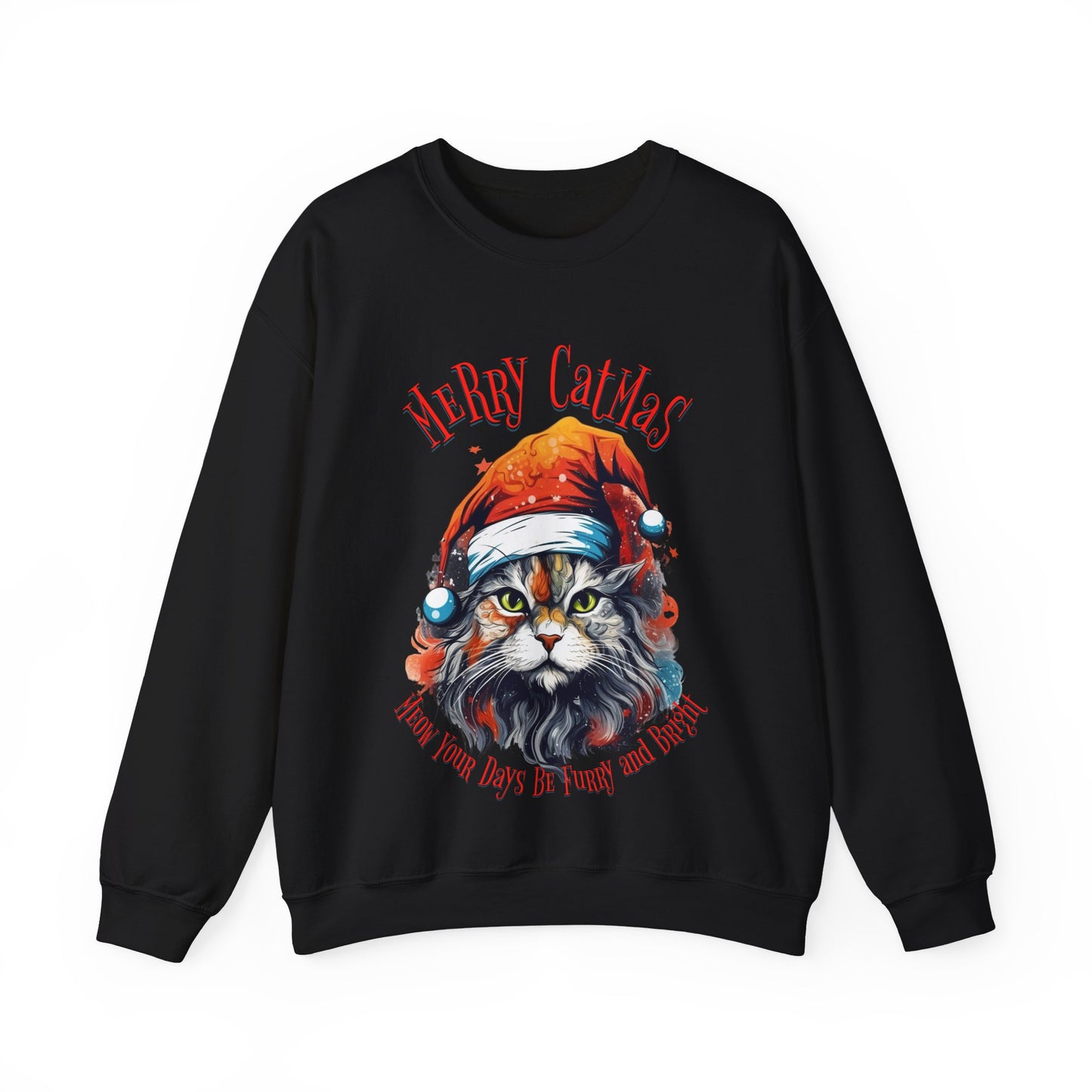 Merry Catmas Christmas Cat, Cat Lovers Gift, Kitty Cat Christmas Shirt Unisex Sweatshirt Sweat Shirt, Many Colors