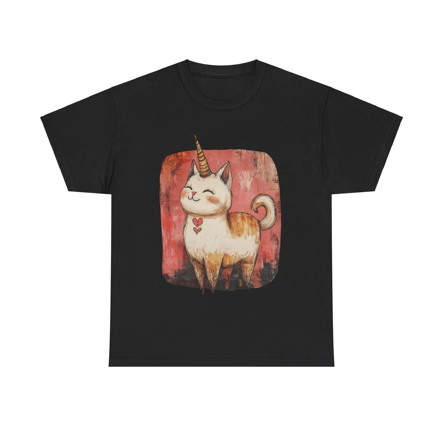 Adorable Kawaii Neko Unicorn Cat Graphic Tee - Cat Unicorn Mythical Creature Gift Unisex Adult Size Heavy Cotton Tee T-Shirt