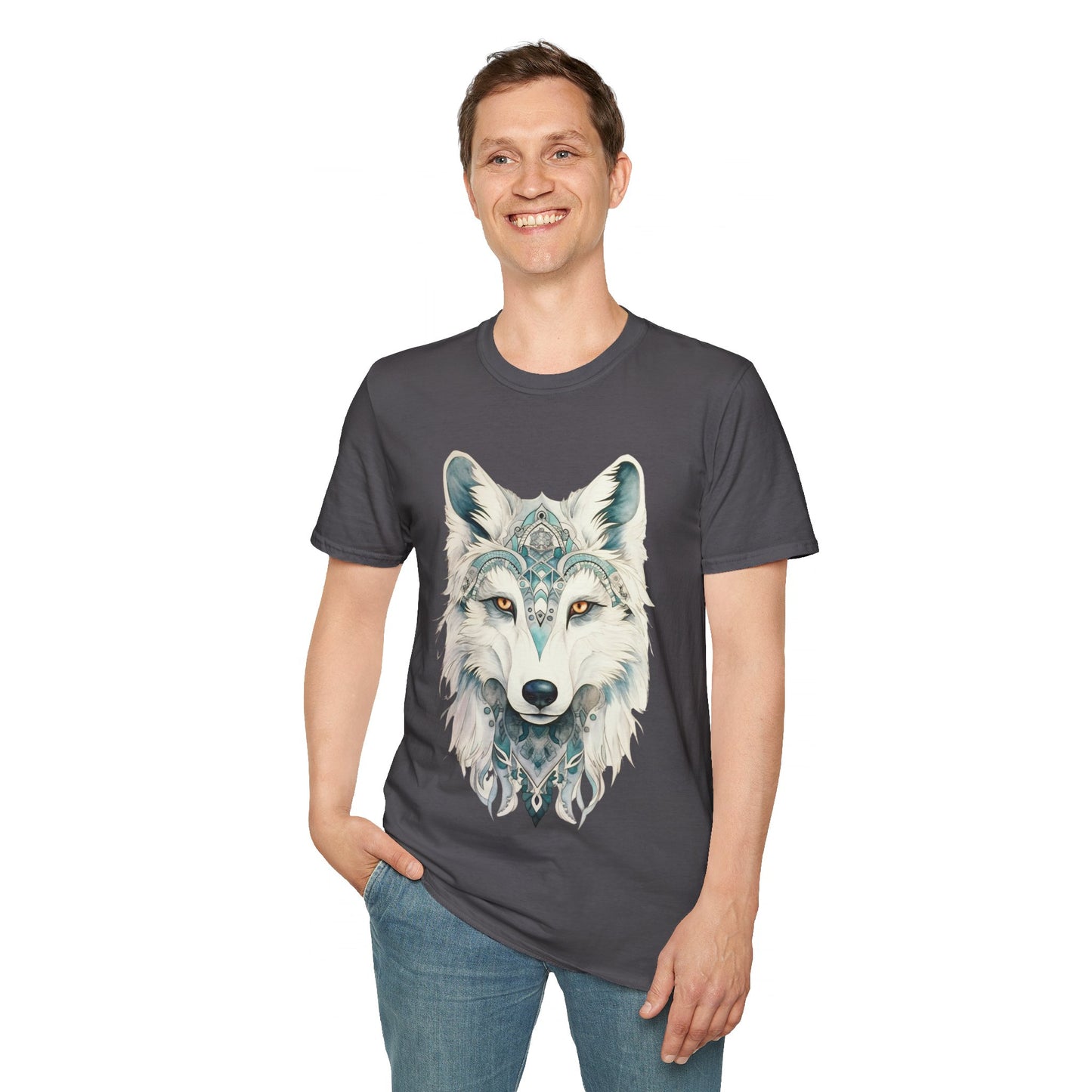 Snow Wolf, White Wolf Shirt, Lone Wolf Gift Unisex Tee Shirt, T-Shirt Wolf Totem Spirit Medicine Softstyle T-Shirt Tee Teeshirt