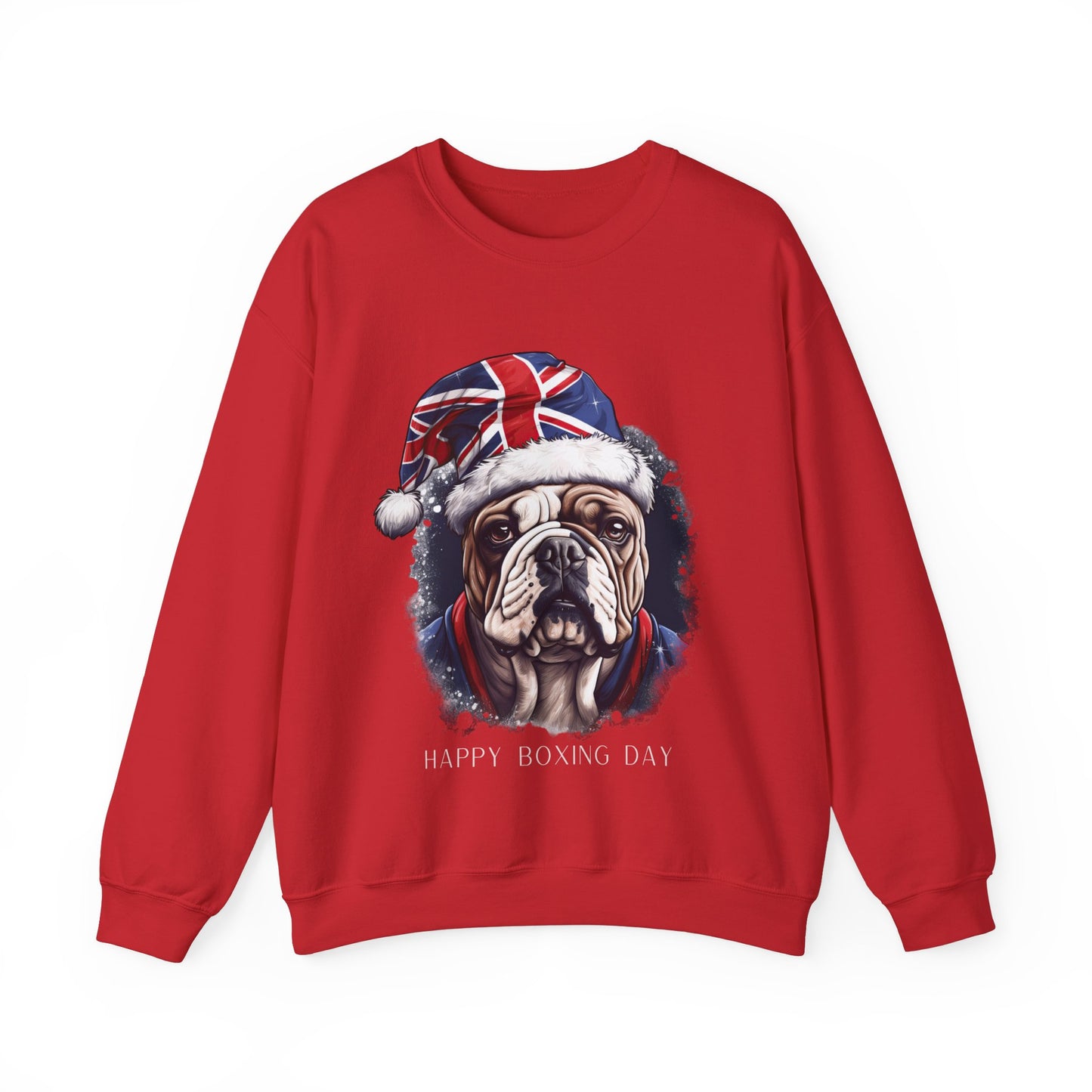 Happy Boxing Day - British English Bulldog - Happy Boxing Day- Christmas Unisex Long Sleeve Jersey Cotton Shirt Mens Womens Sweatshirt Sweat Shirt