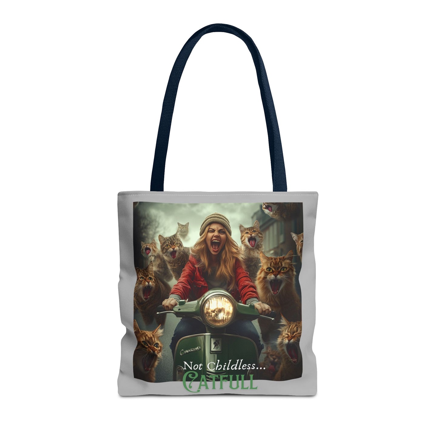 "Not Childless... Catfull" Cat Lady Tote Bag Childless Cat Lady Tote Bag (AOP)