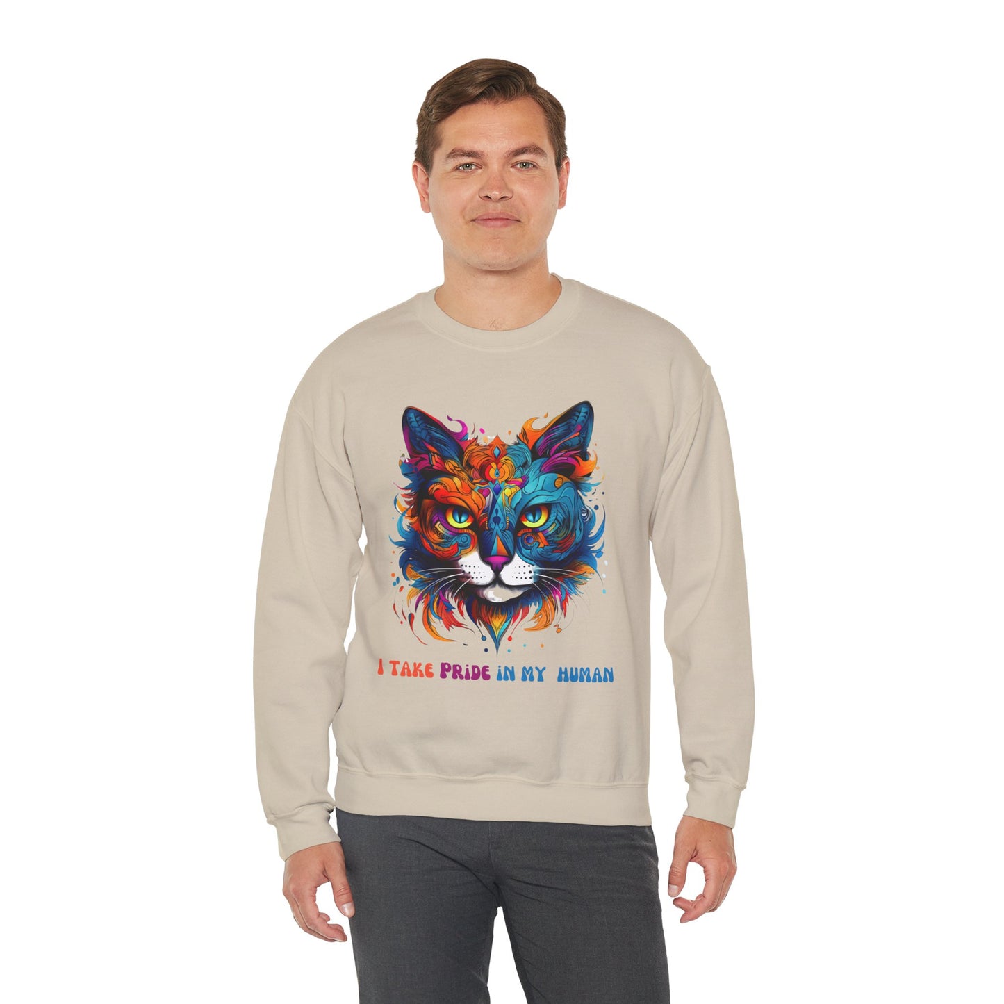"I Take Pride in My Human" Pride Cat Sweatshirt, Cat Lovers Gift, Kitty Cat LGBTQ+ Shirt Unisex Sweatshirt Sweat Shirt, Many Colors