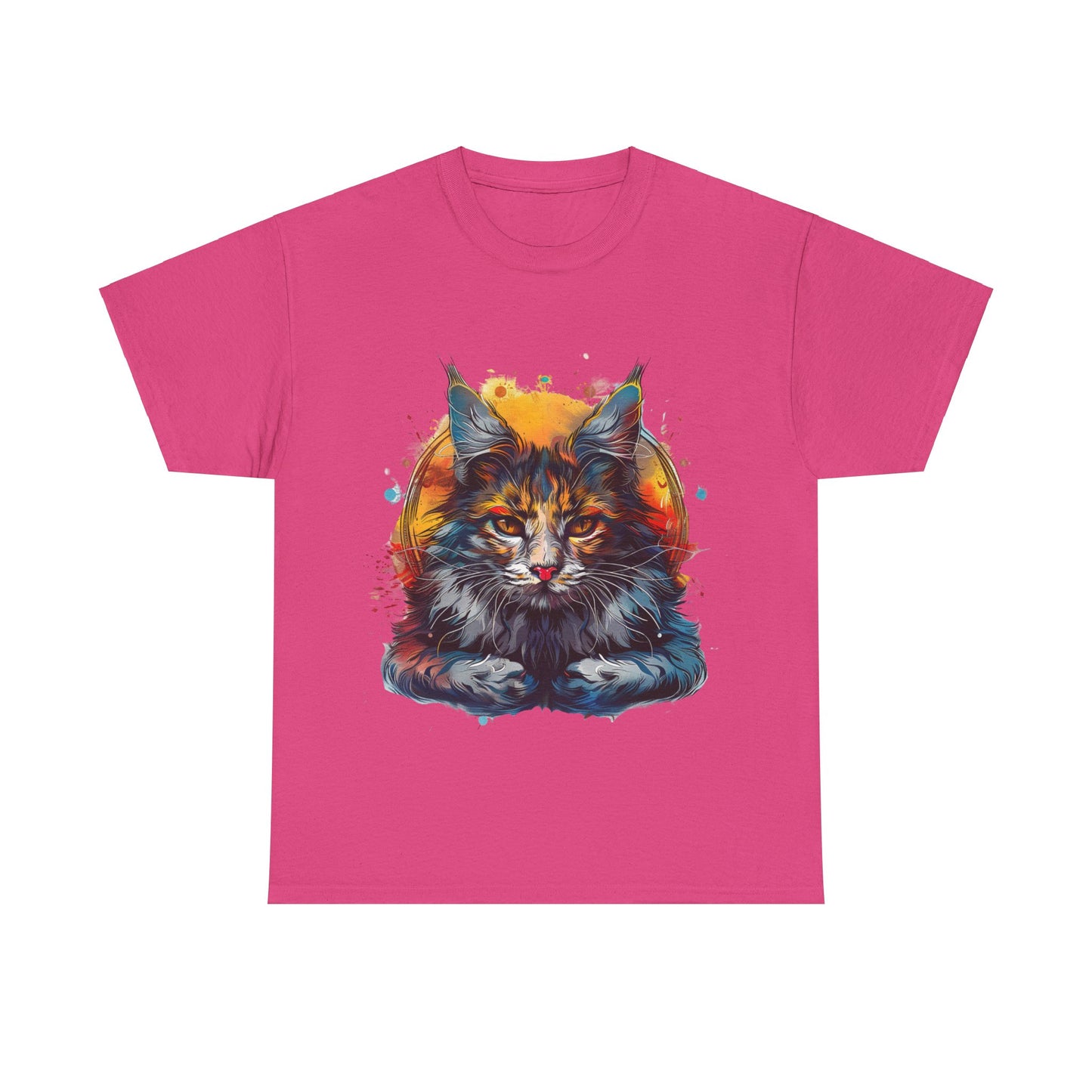 Meditating Cat, (V2) Zen Cat, Cat Gift Unisex Heavy Cotton Tee T-Shirt