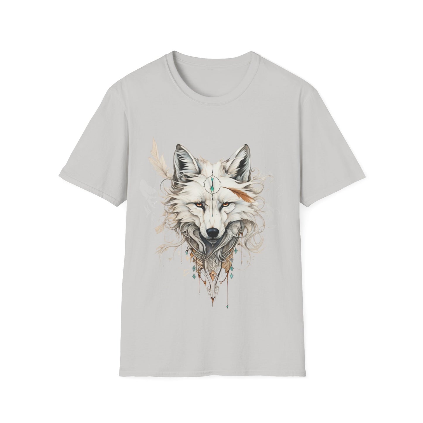 White Snow Fox Shirt, Fox Lover's Gift, Unisex Tee Shirt, T-Shirt Fox Totem Spirit Medicine Softstyle T-Shirt Tee Teeshirt White Fox