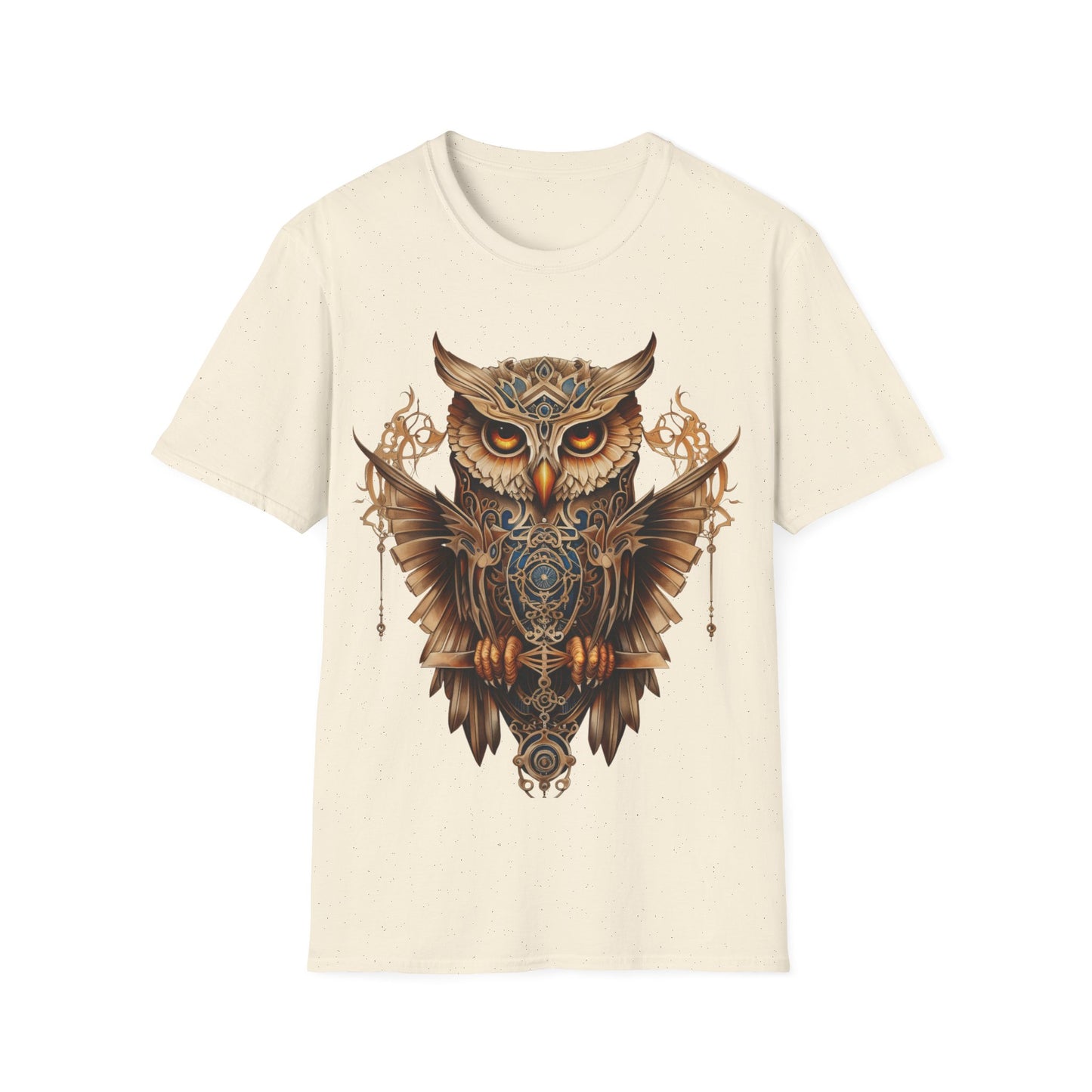 Art Deco Style Owl, Golden Owl Shirt, 1920's Steampunk Owl Christmas Gift Unisex Tee Shirt, T-Shirt Softstyle T-Shirt Tee Teeshirt