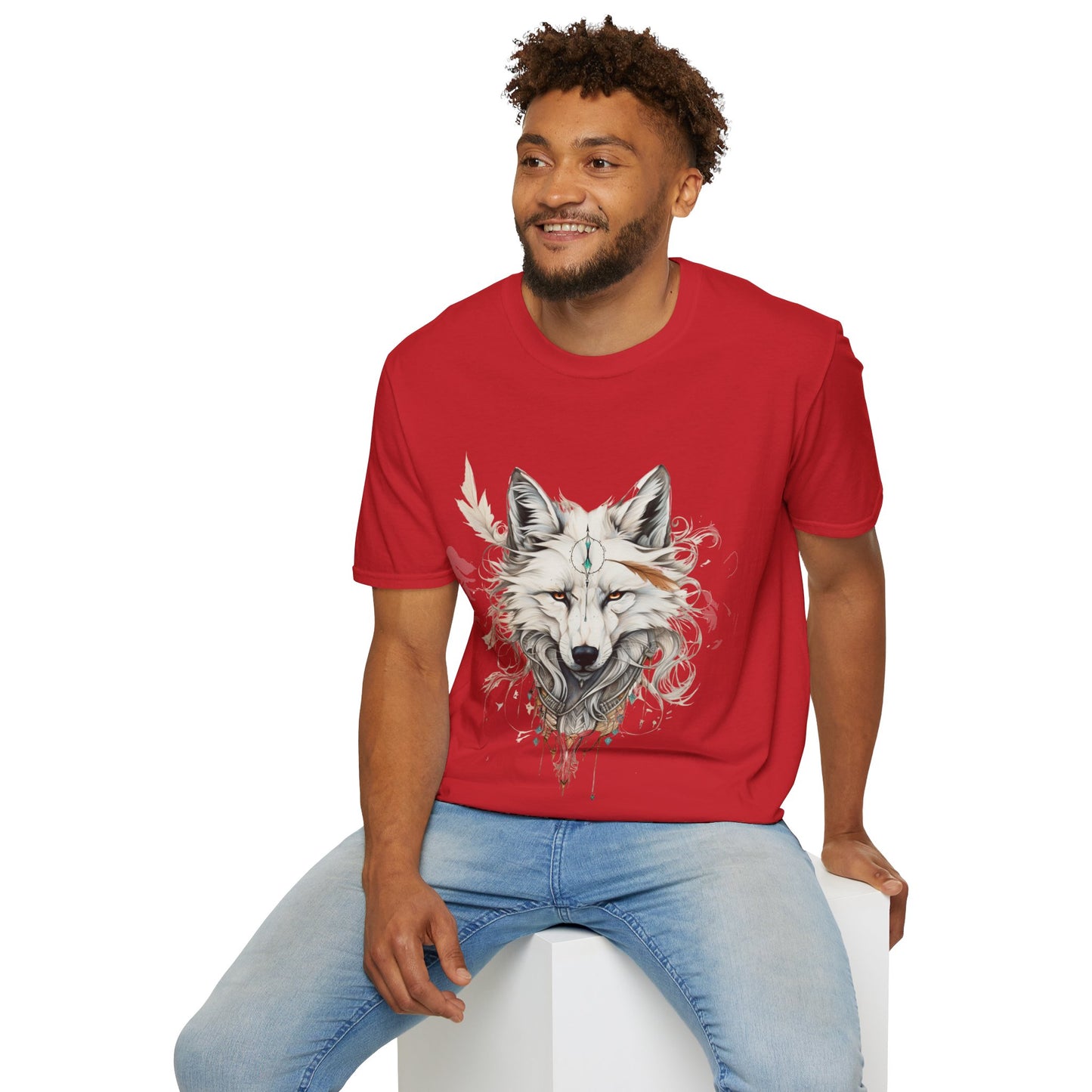 White Snow Fox Shirt, Fox Lover's Gift, Unisex Tee Shirt, T-Shirt Fox Totem Spirit Medicine Softstyle T-Shirt Tee Teeshirt White Fox