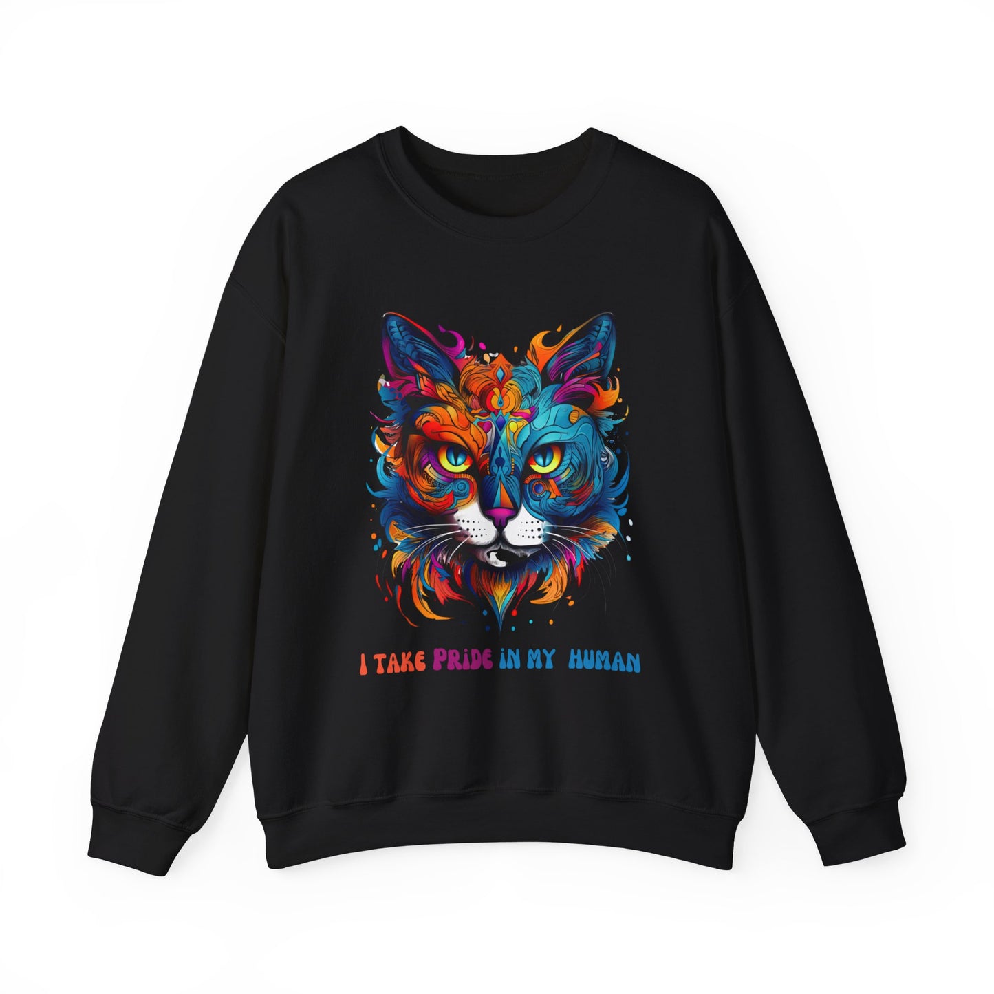 "I Take Pride in My Human" Pride Cat Sweatshirt, Cat Lovers Gift, Kitty Cat LGBTQ+ Shirt Unisex Sweatshirt Sweat Shirt, Many Colors