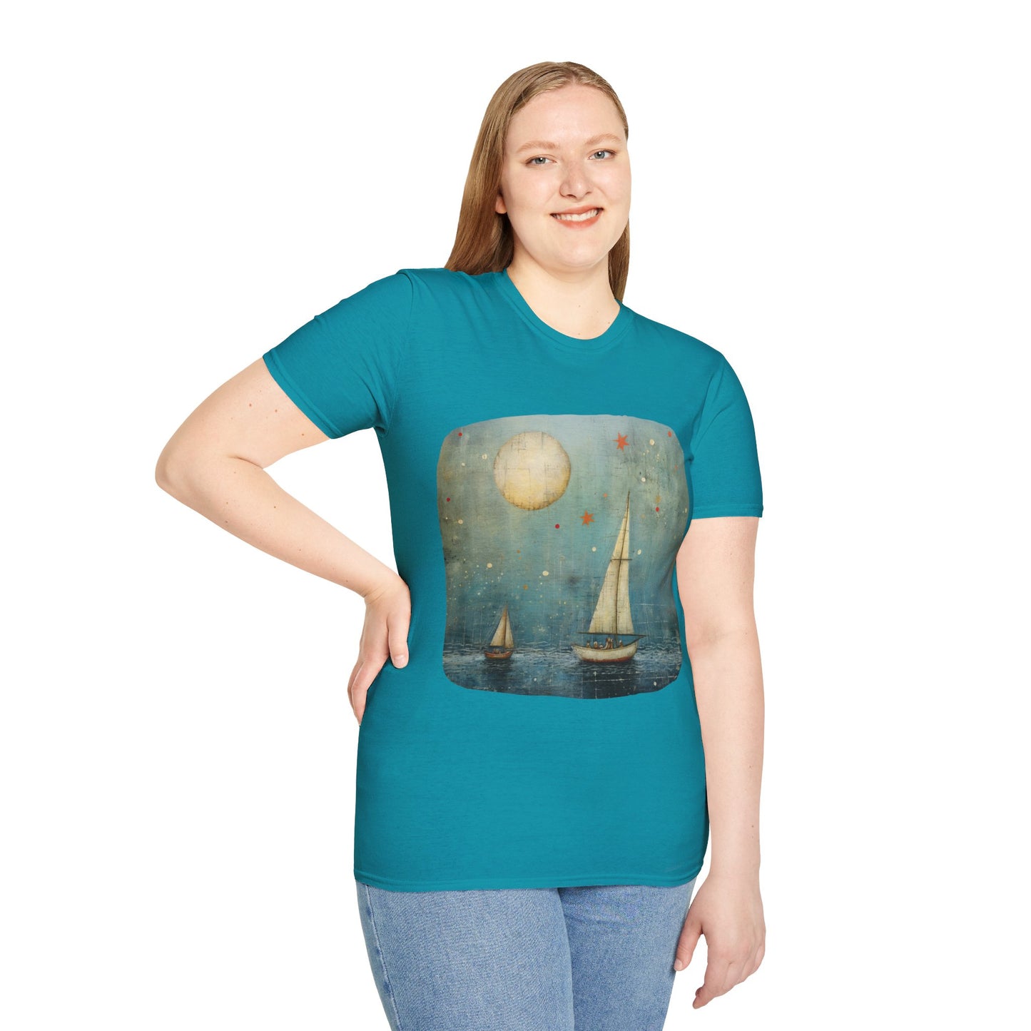 Nautical, Sailing Lover's Peaceful Seas Unisex Tee Shirt, T-Shirt Sailing Gift Softstyle T-Shirt Tee Teeshirt Nautical Florida Gift