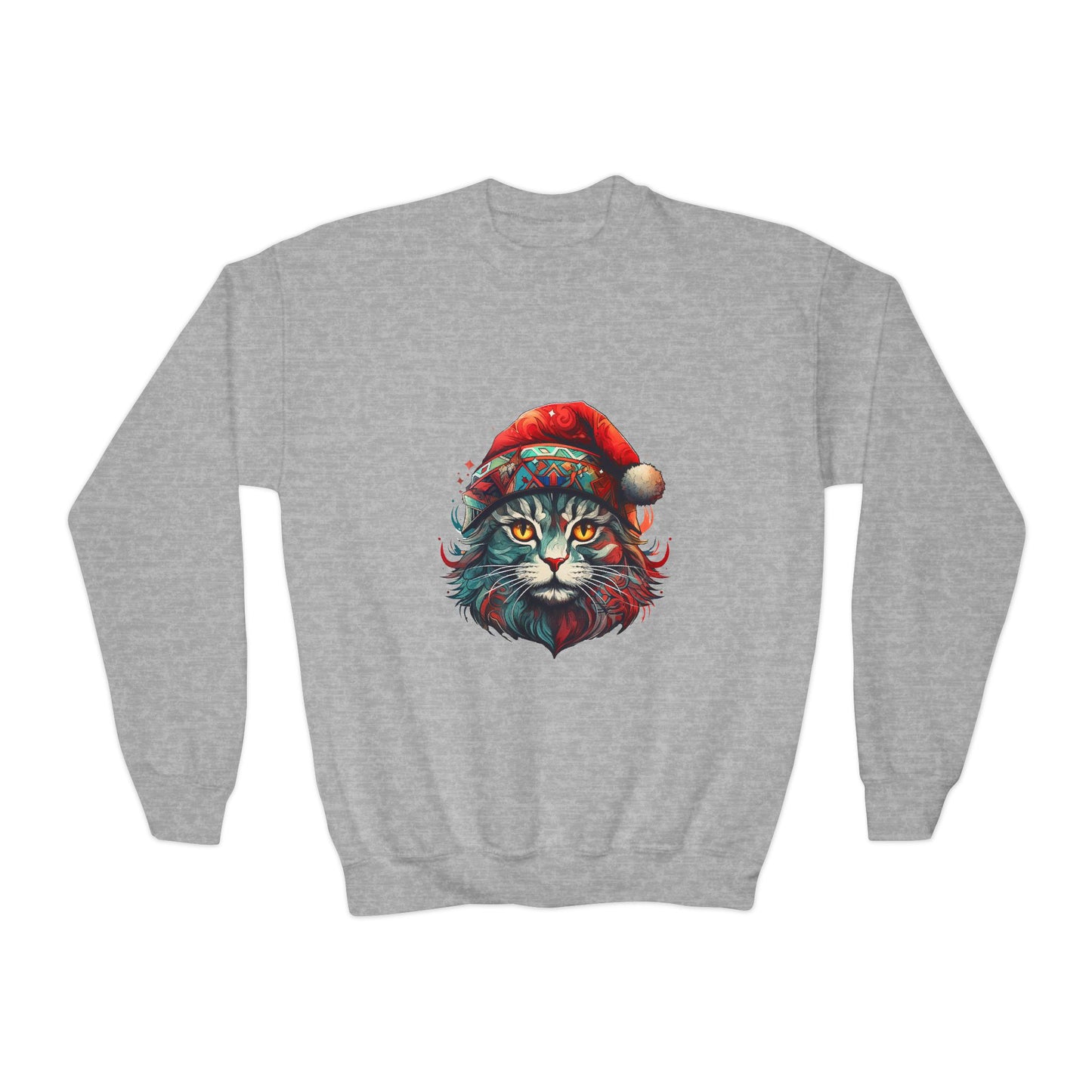 Christmas Cats in Santa Hats- Cats in Santa Hats Kids Sweatshirt - Adorable Youth Crewneck Sweatshirt -Christmas Cat Gift