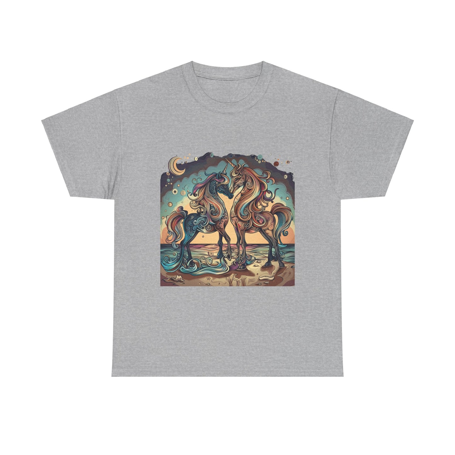 Unicorn Couple, Unicorn Lovers Graphic Tee Unisex Heavy Cotton Tee T-Shirt
