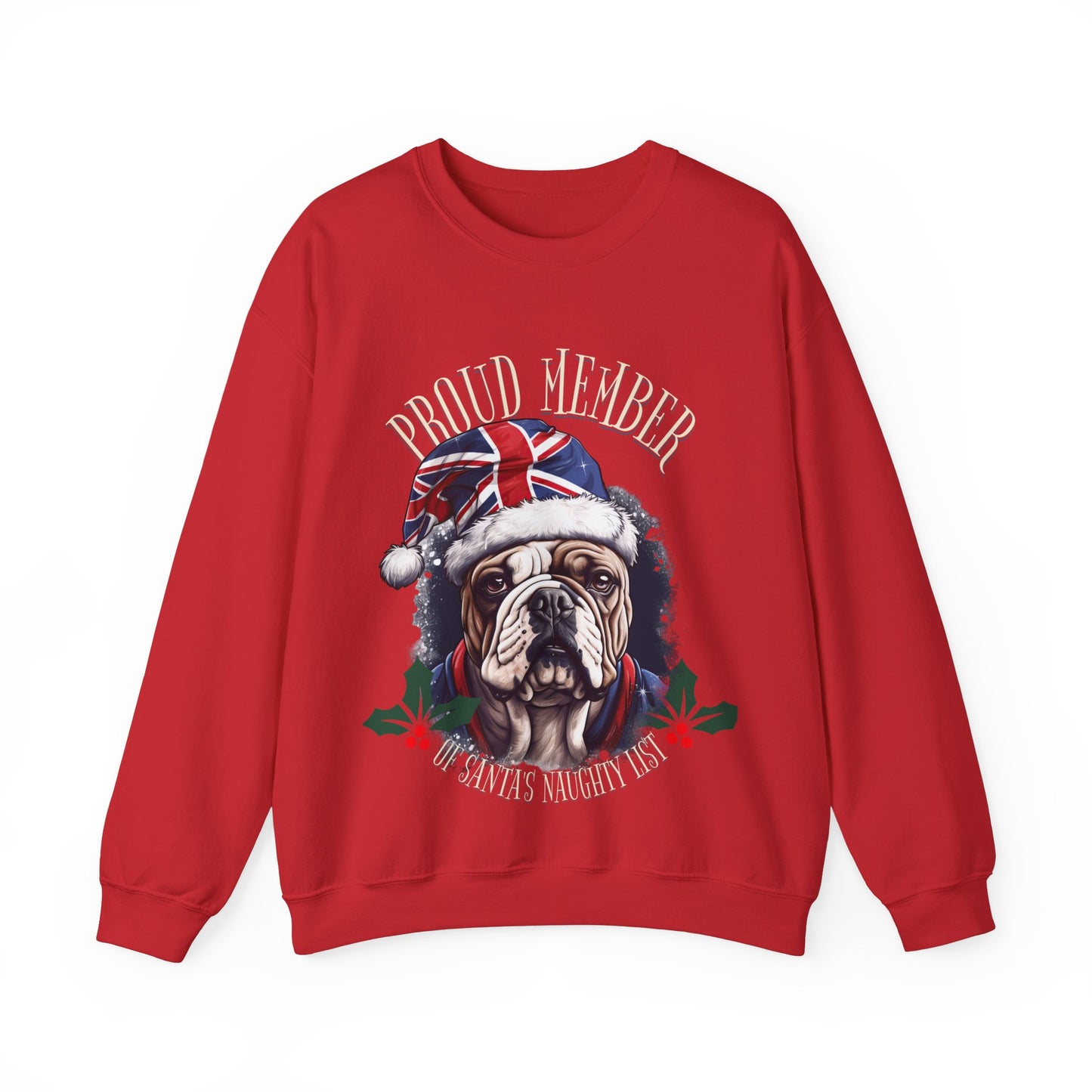 Santa's Naughty List British English Bulldog Anglophile Christmas Unisex Long Sleeve Jersey Cotton Shirt Mens Womens Sweatshirt Sweat Shirt