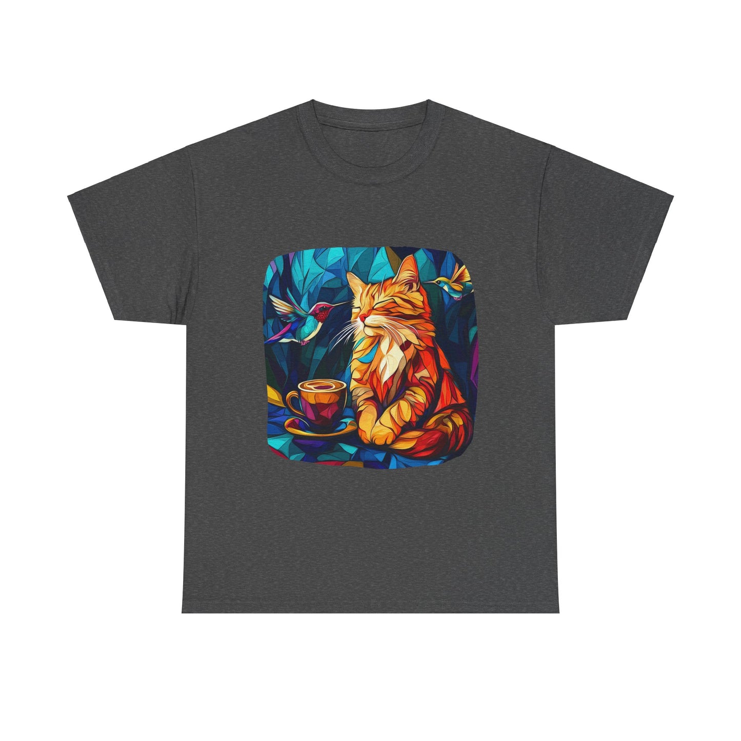 Coffee Cat (V2) - Cats and Coffee , Tea Shirt - T-shirt Coffee Lover - Cat Lover Unisex Heavy Cotton Tee T-Shirt