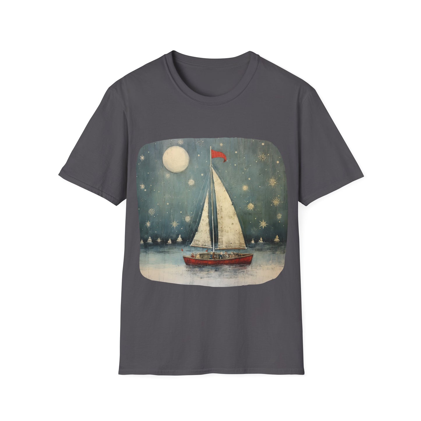 Christmas Nautical, Sailing Lover's Christmas Gift Unisex Tee Shirt, T-Shirt Sailing Gift Softstyle T-Shirt Tee Teeshirt Nautical Florida