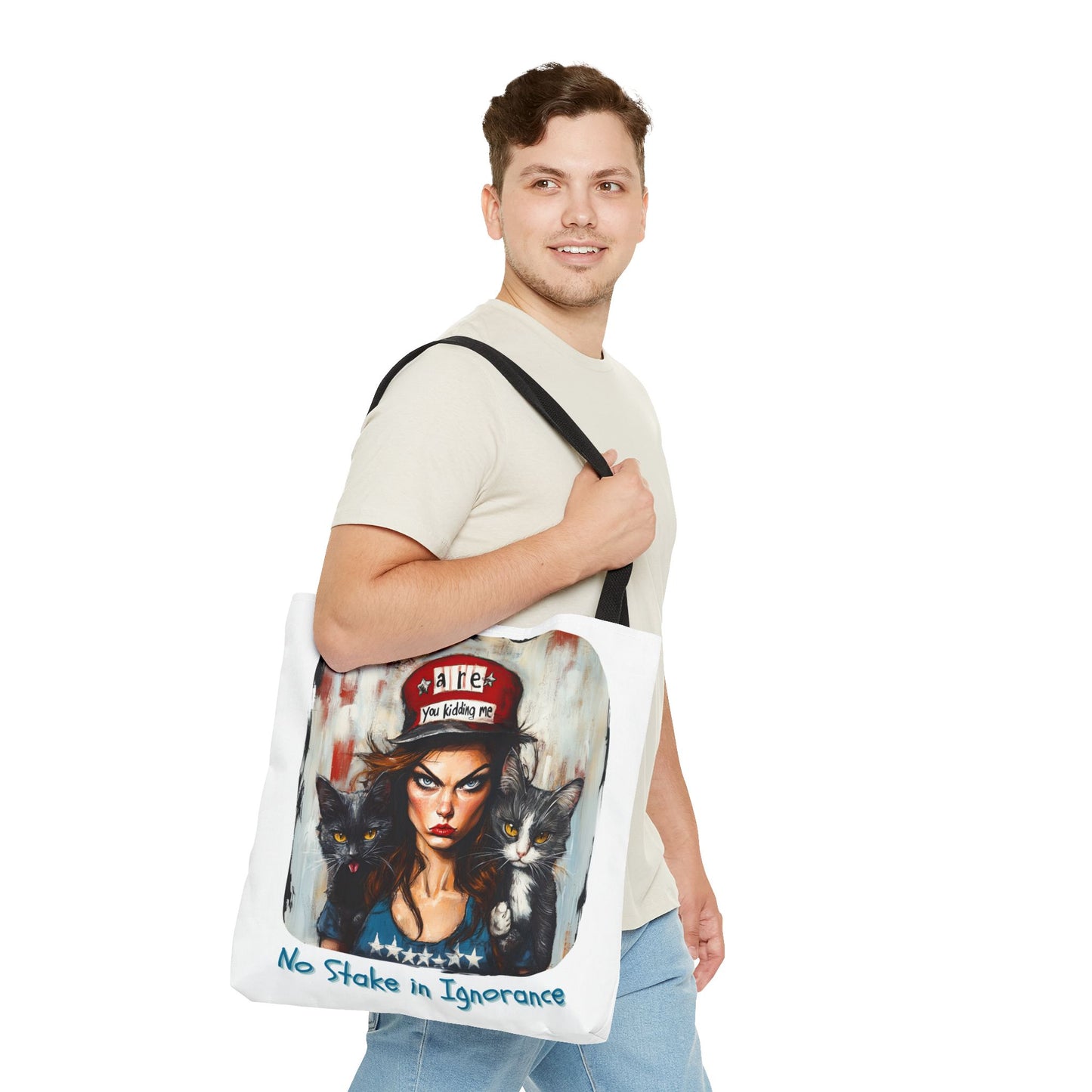 "No Stake In Ignorance" Childless Cat Lady - Childless Cat Lady Tote Bag (AOP)