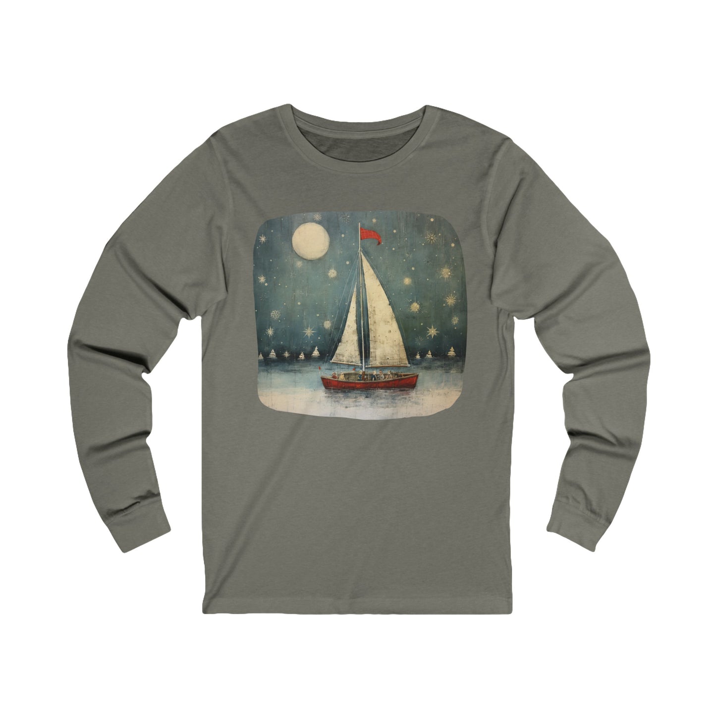 Nautical Sailing NIght Sailing Long Sleeve Shirt Sailor Gift Unisex Jersey Long Sleeve Tee Shirt, T-Shirt, Boat, Florida Holiday