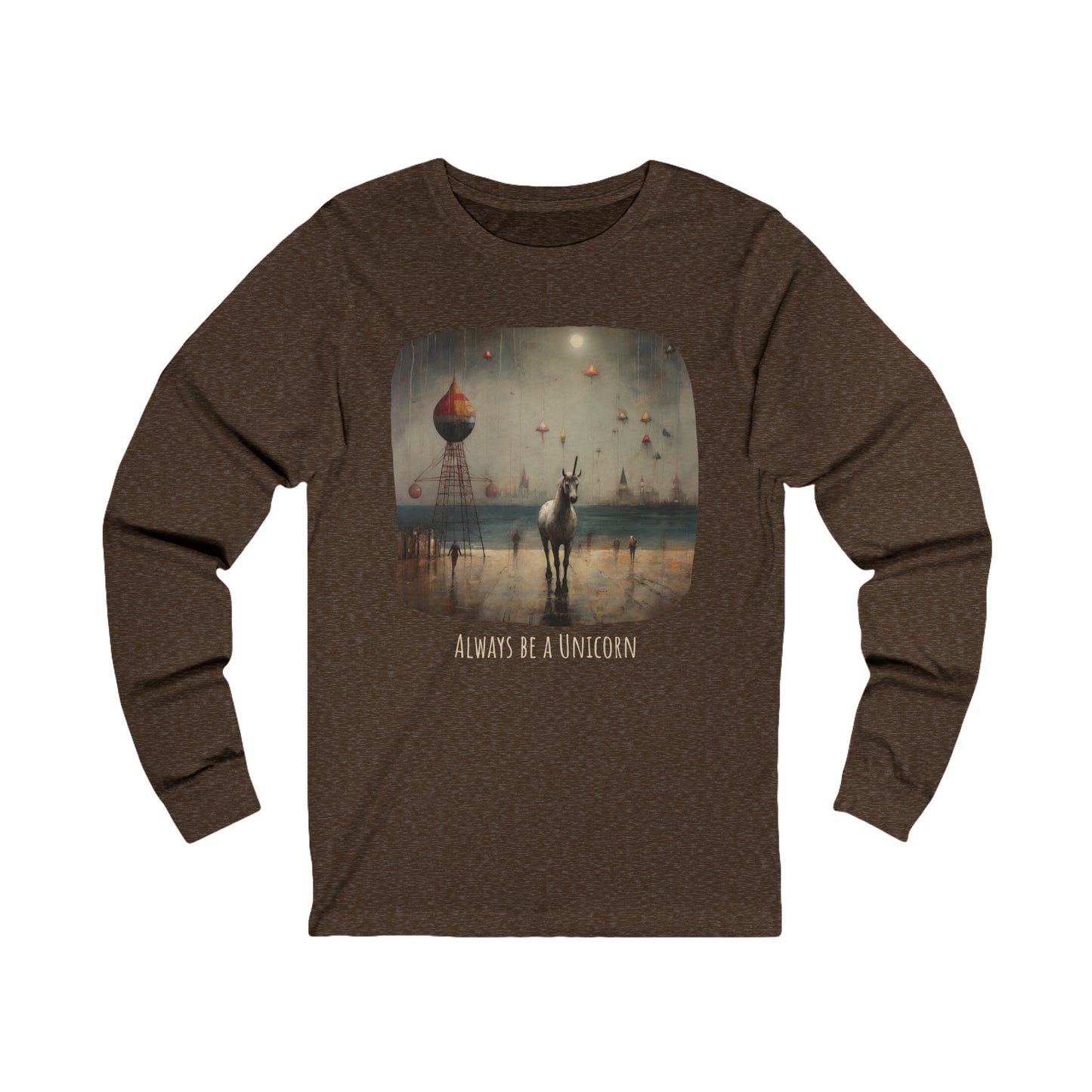 'Always Be a Unicorn,' Unicorn Long Sleeve Shirt Unicorn on a Pier Gift Unisex Jersey Long Sleeve Tee Shirt, T-Shirt