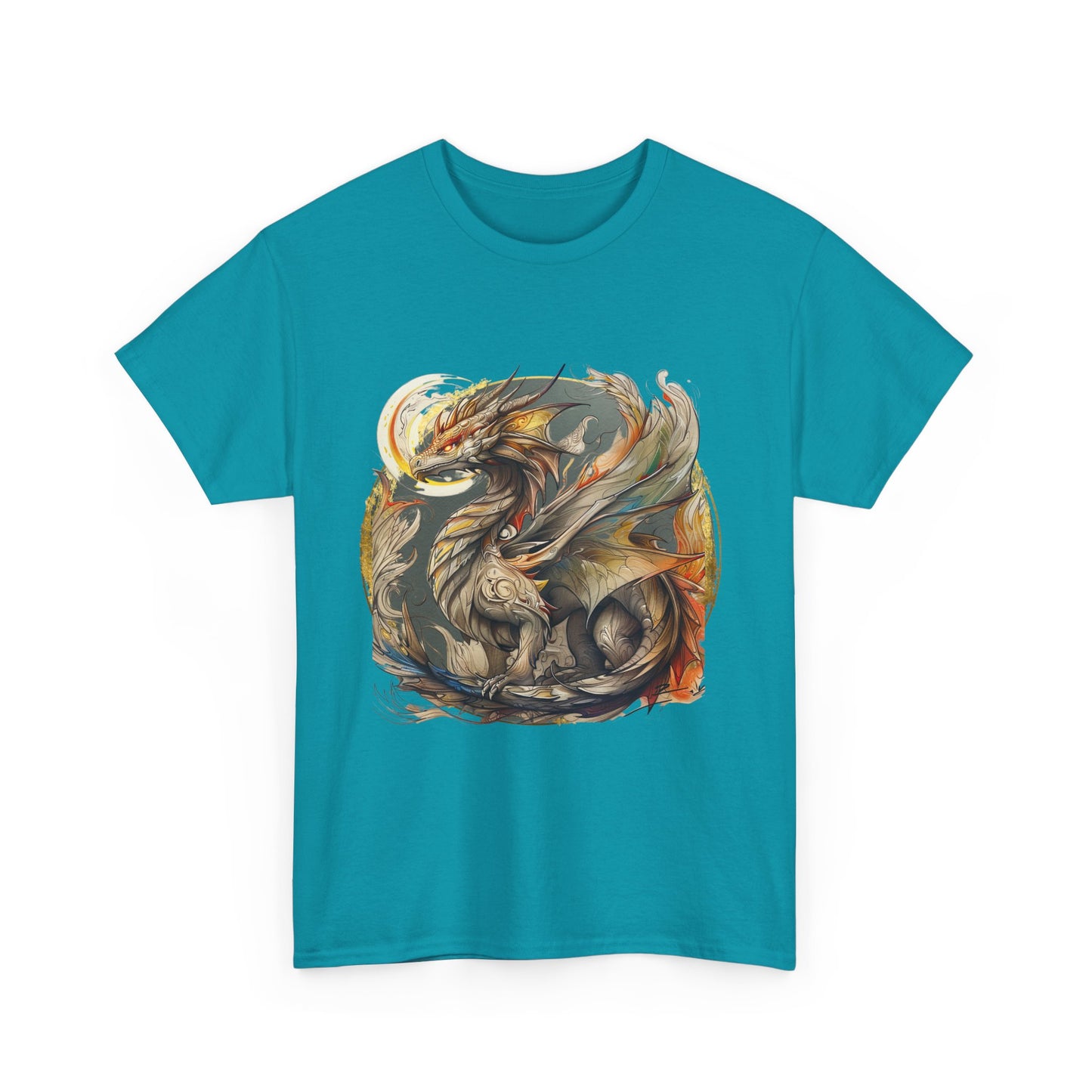 Flying Dragon Graphic Tee - Dragons and Ancestors - Dragon Lovers Unisex Heavy Cotton Tee T-Shirt