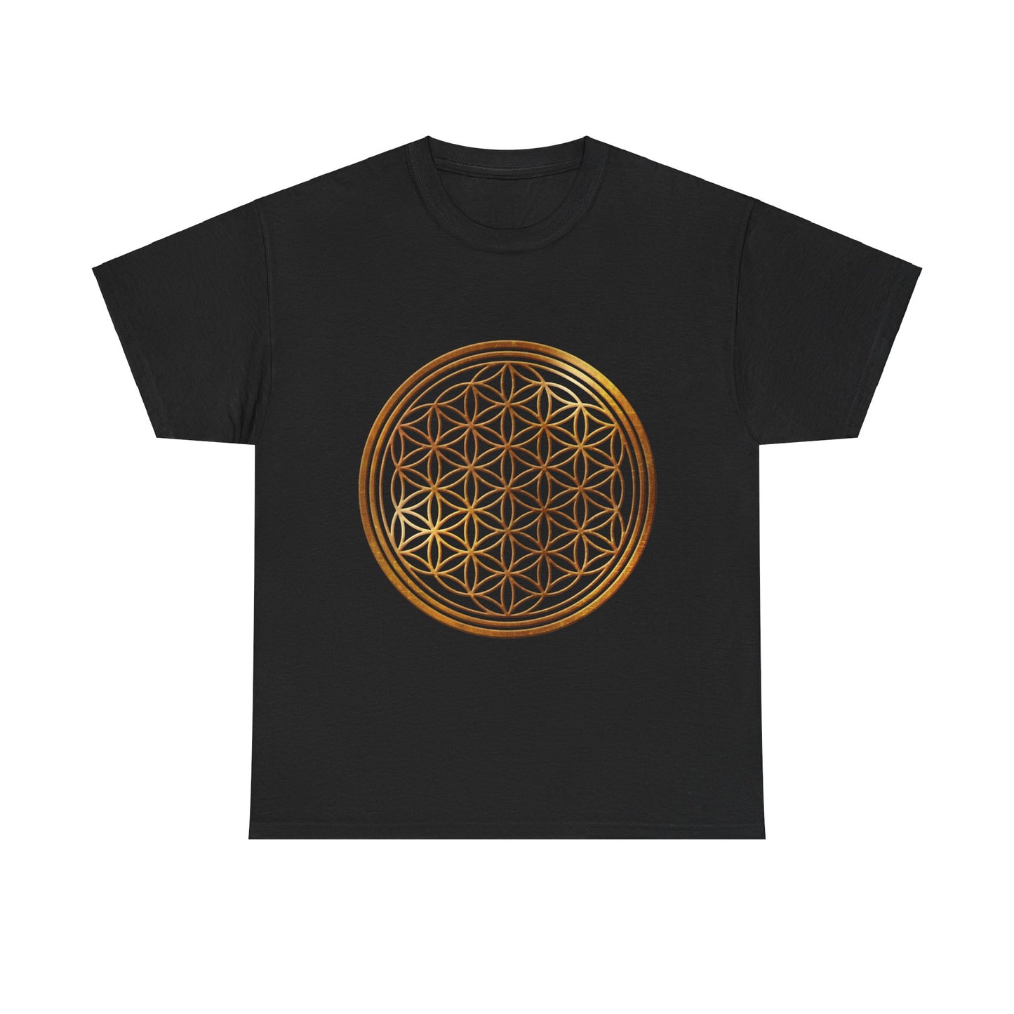 Flower of Life Sacred Geometry, (with shadow/highlight) Graphic Tee - Yoga, Zen, Hindu Gifts Heavy Cotton Graphic Tee T-Shirt