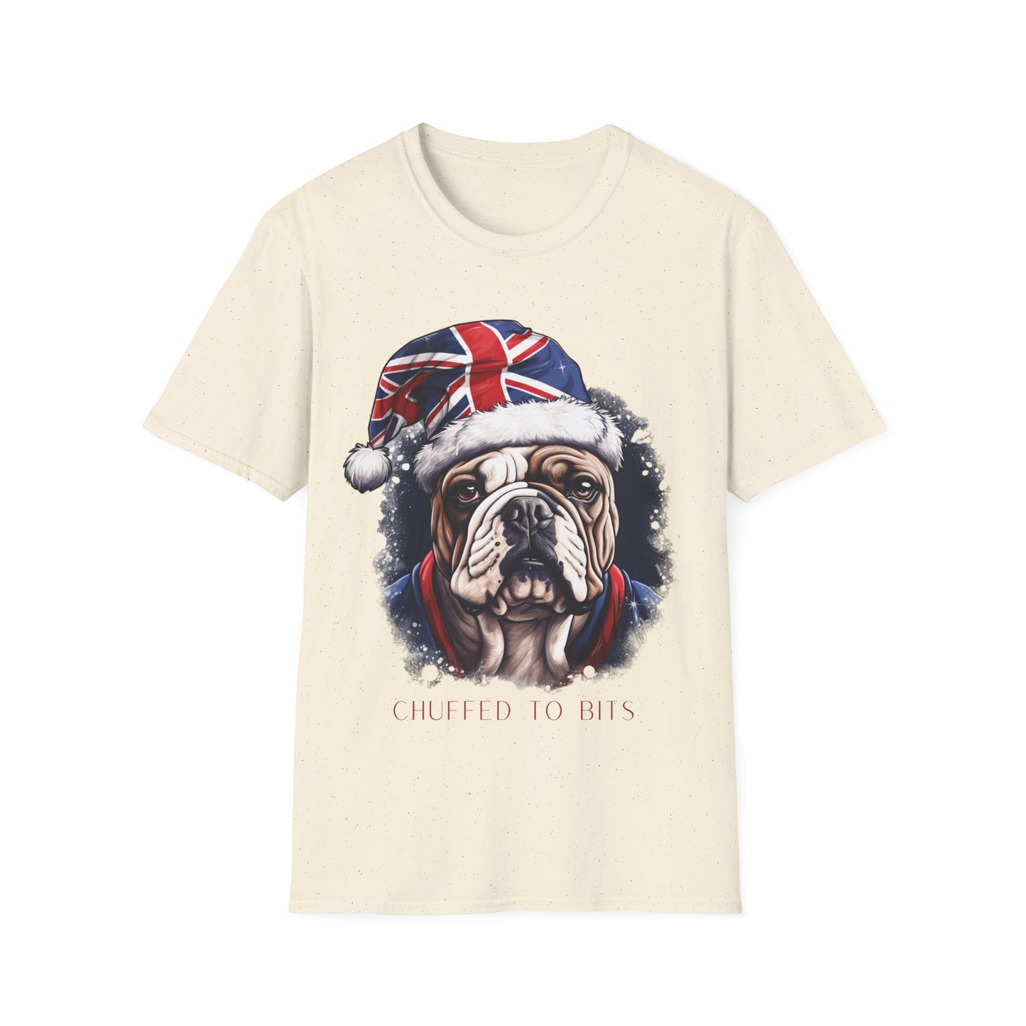 English Bulldog, Chuffed To Bits T-Shirt, British Union Jack, Mens Womans Unisex Shirt Softstyle T-Shirt Teeshirt Anglophile