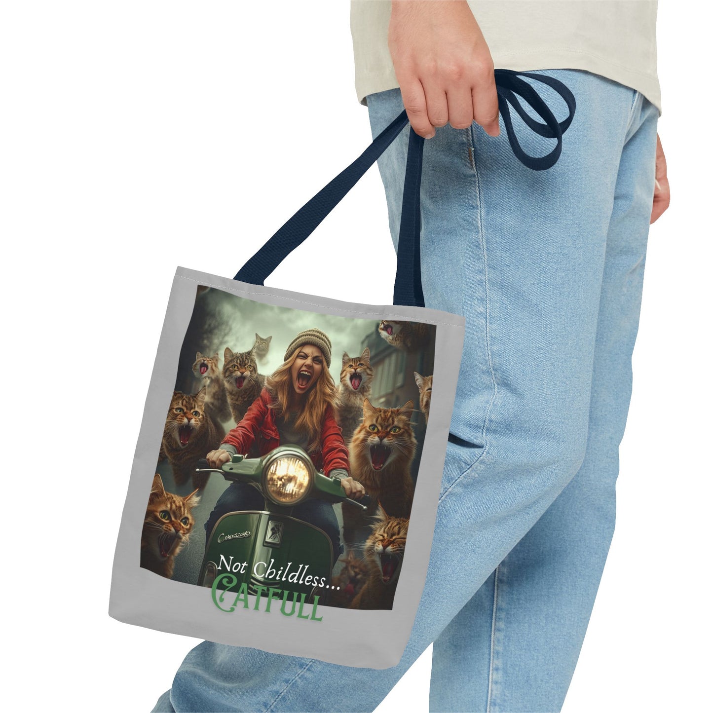"Not Childless... Catfull" Cat Lady Tote Bag Childless Cat Lady Tote Bag (AOP)