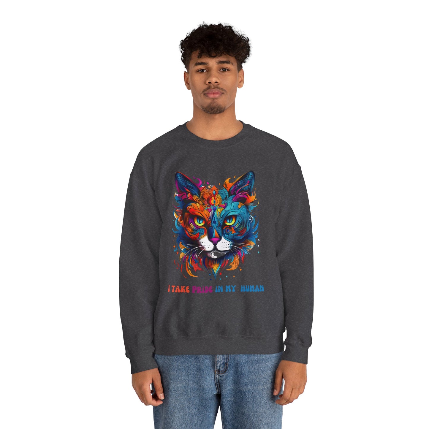 "I Take Pride in My Human" Pride Cat Sweatshirt, Cat Lovers Gift, Kitty Cat LGBTQ+ Shirt Unisex Sweatshirt Sweat Shirt, Many Colors