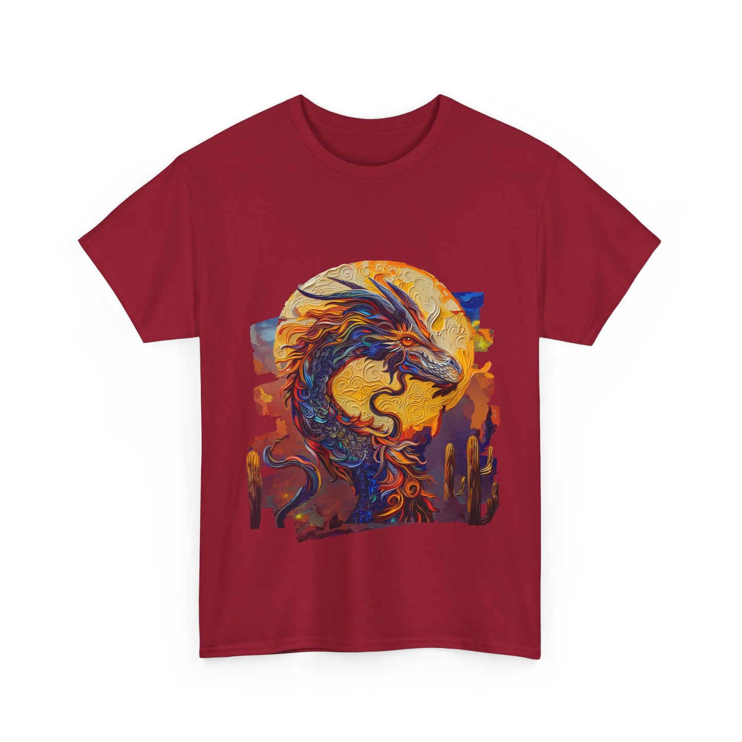 Desert Solar Dragon Graphic Tee - Dragon T-shirt - Dragon Lovers Unisex Heavy Cotton Tee T-Shirt