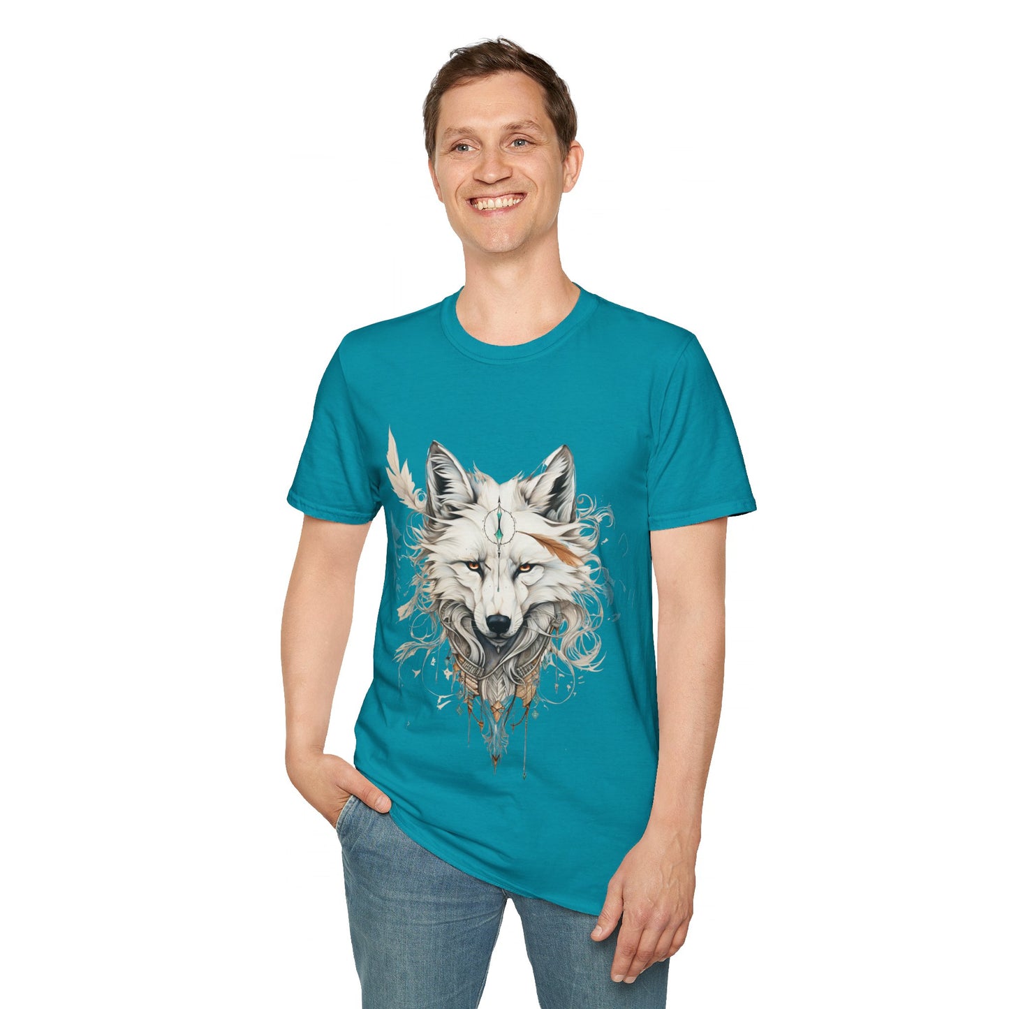 White Snow Fox Shirt, Fox Lover's Gift, Unisex Tee Shirt, T-Shirt Fox Totem Spirit Medicine Softstyle T-Shirt Tee Teeshirt White Fox