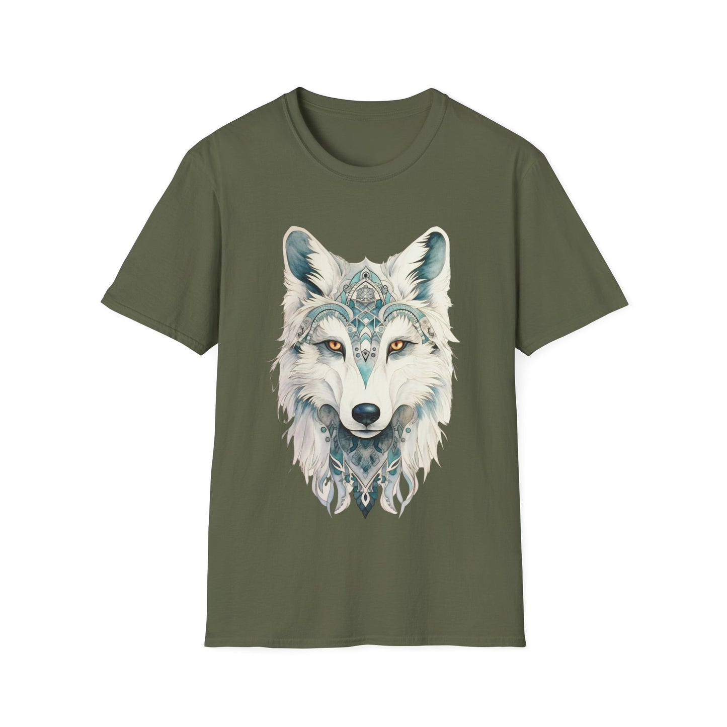 Snow Wolf, White Wolf Shirt, Lone Wolf Gift Unisex Tee Shirt, T-Shirt Wolf Totem Spirit Medicine Softstyle T-Shirt Tee Teeshirt