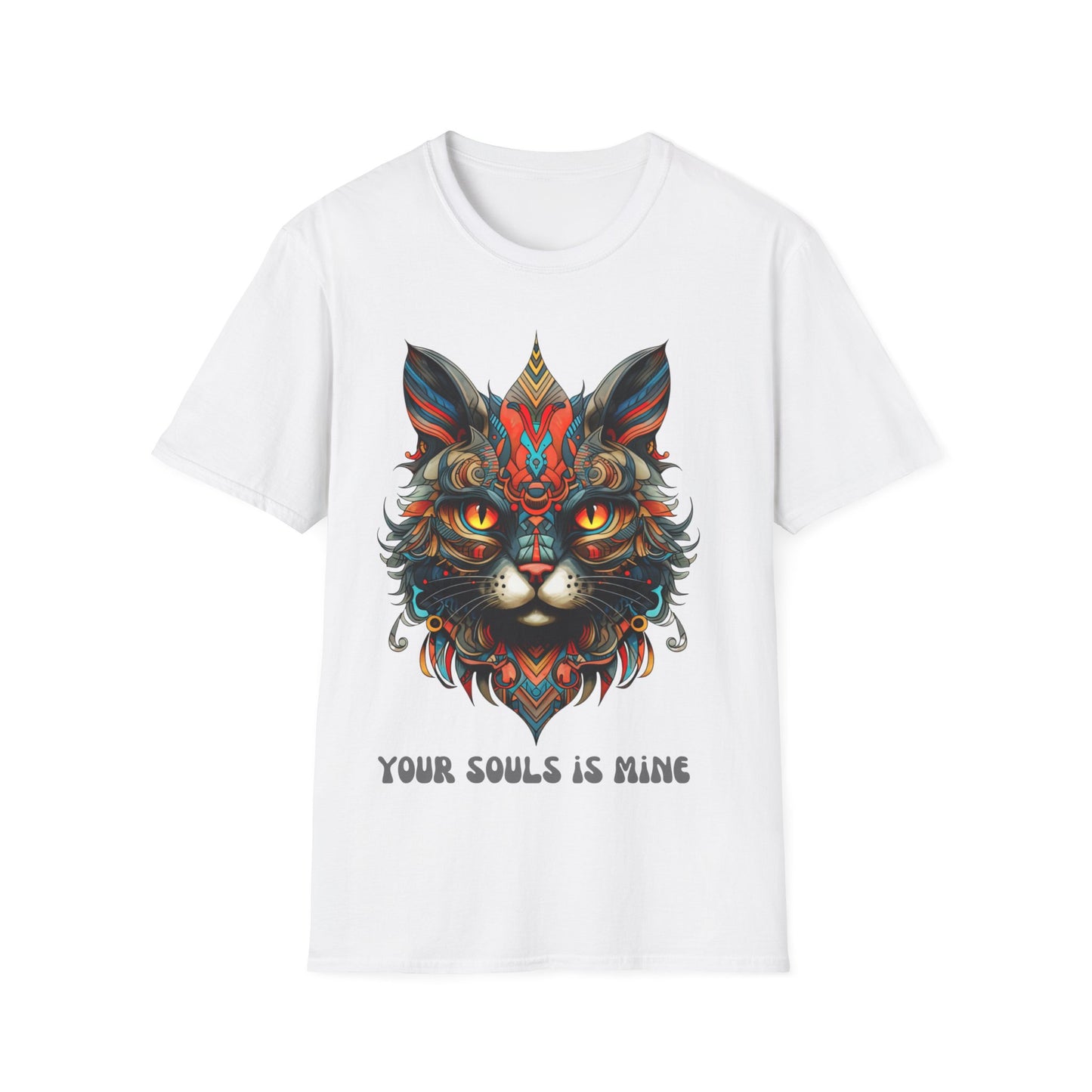 Your Soul is Mine Cat Lover's Unisex Tee Shirt, T-Shirt Cat Lovers Gift Softstyle T-Shirt Tee Teeshirt Stylized Exotic Cat