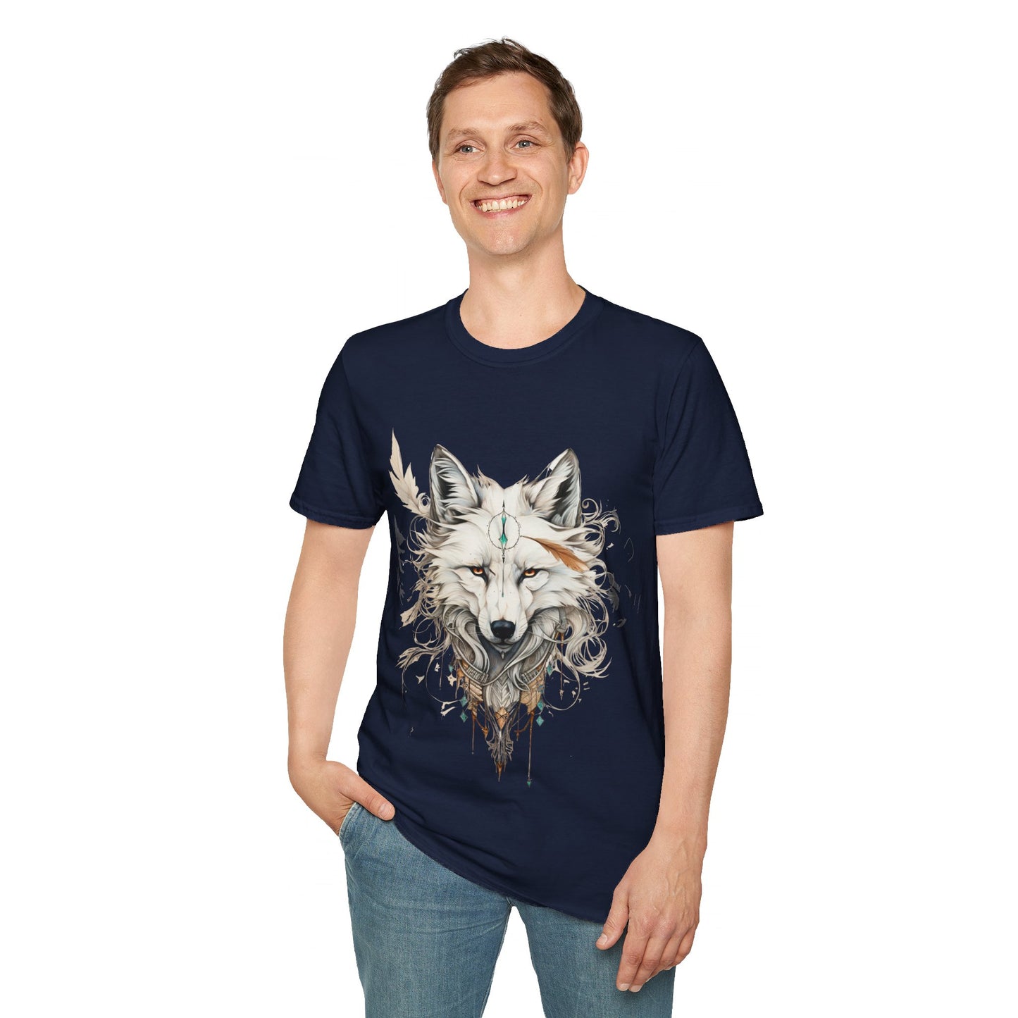 White Snow Fox Shirt, Fox Lover's Gift, Unisex Tee Shirt, T-Shirt Fox Totem Spirit Medicine Softstyle T-Shirt Tee Teeshirt White Fox
