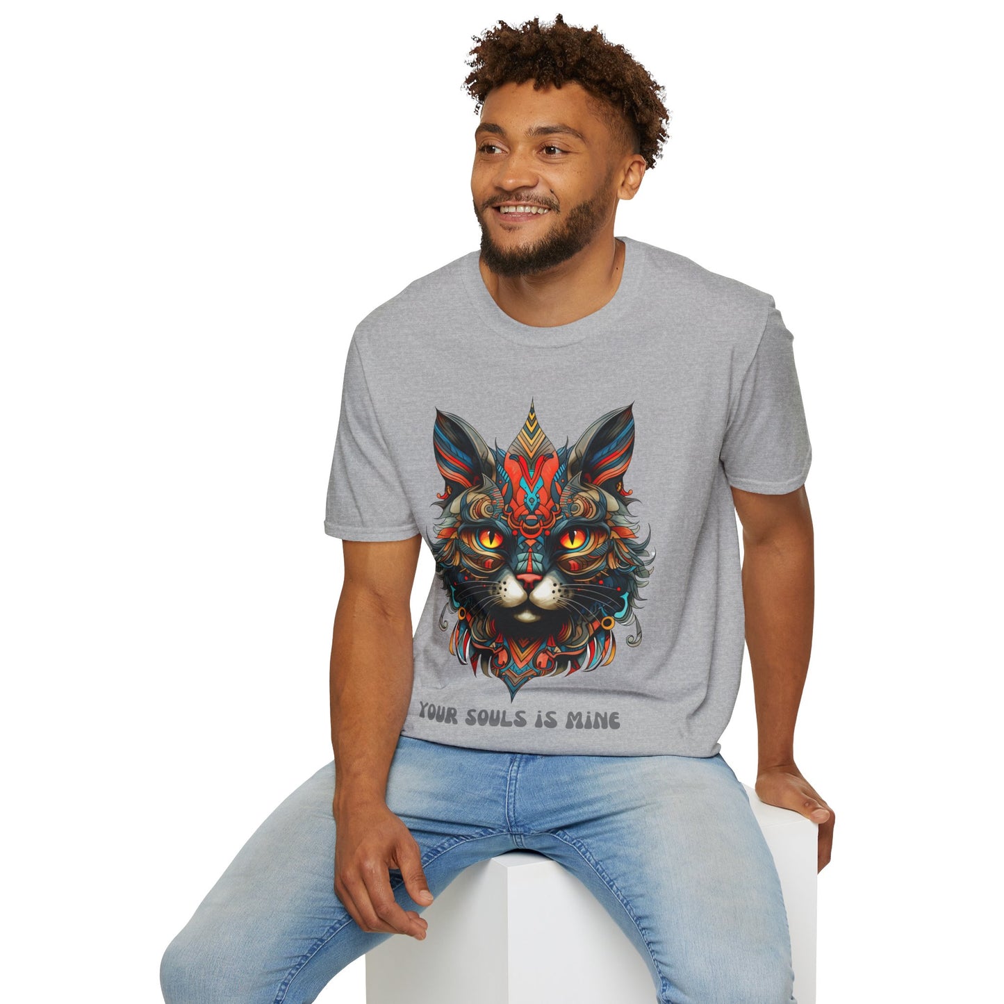 Your Soul is Mine Cat Lover's Unisex Tee Shirt, T-Shirt Cat Lovers Gift Softstyle T-Shirt Tee Teeshirt Stylized Exotic Cat