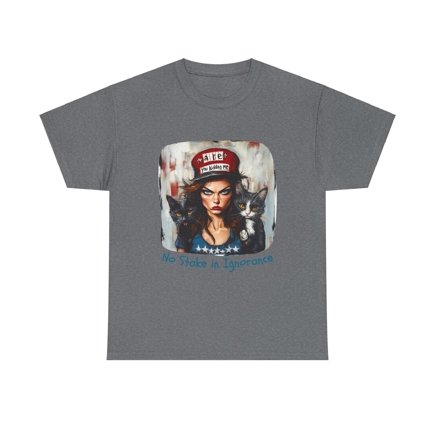 Childless Cat Lady Shirt - "No Stake in Ignorance" - , Say NO to Ignorance - Unisex Heavy Cotton Tee