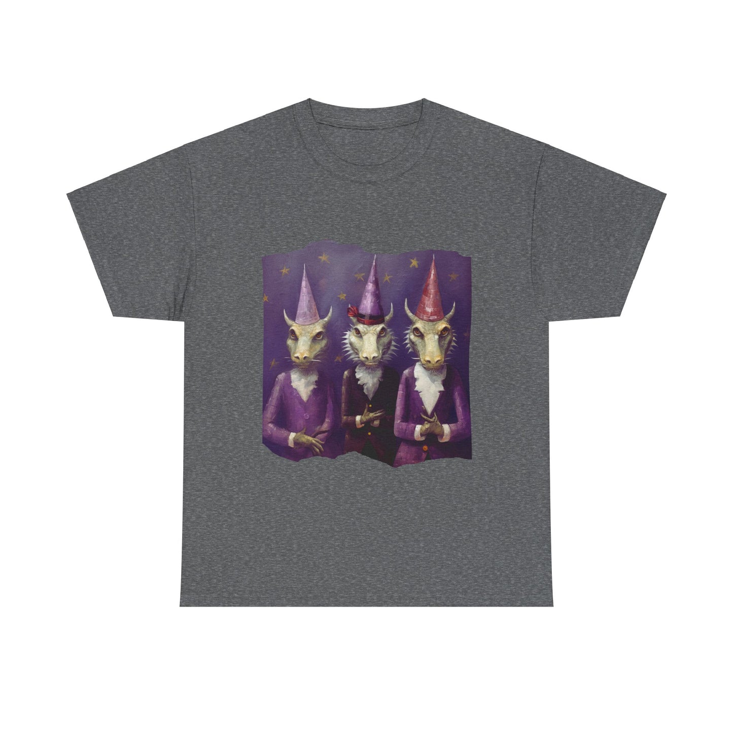 Dragon Elves Graphic Tee - Dragon in Santa Hat T-shirt - Dragon Lovers Unisex Heavy Cotton Tee T-Shirt