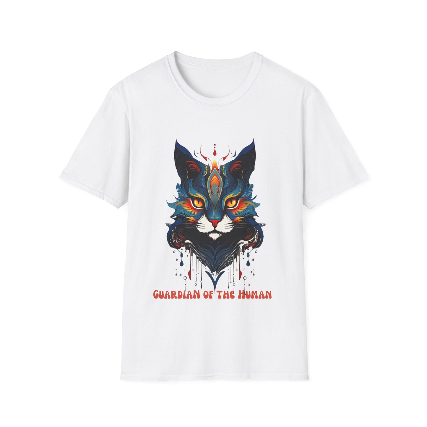 Guardian of the Human, Cat Lover's Gift Unisex Tee Shirt, T-Shirt Cat Lovers Gift Softstyle T-Shirt Tee Teeshirt Stylized Cat