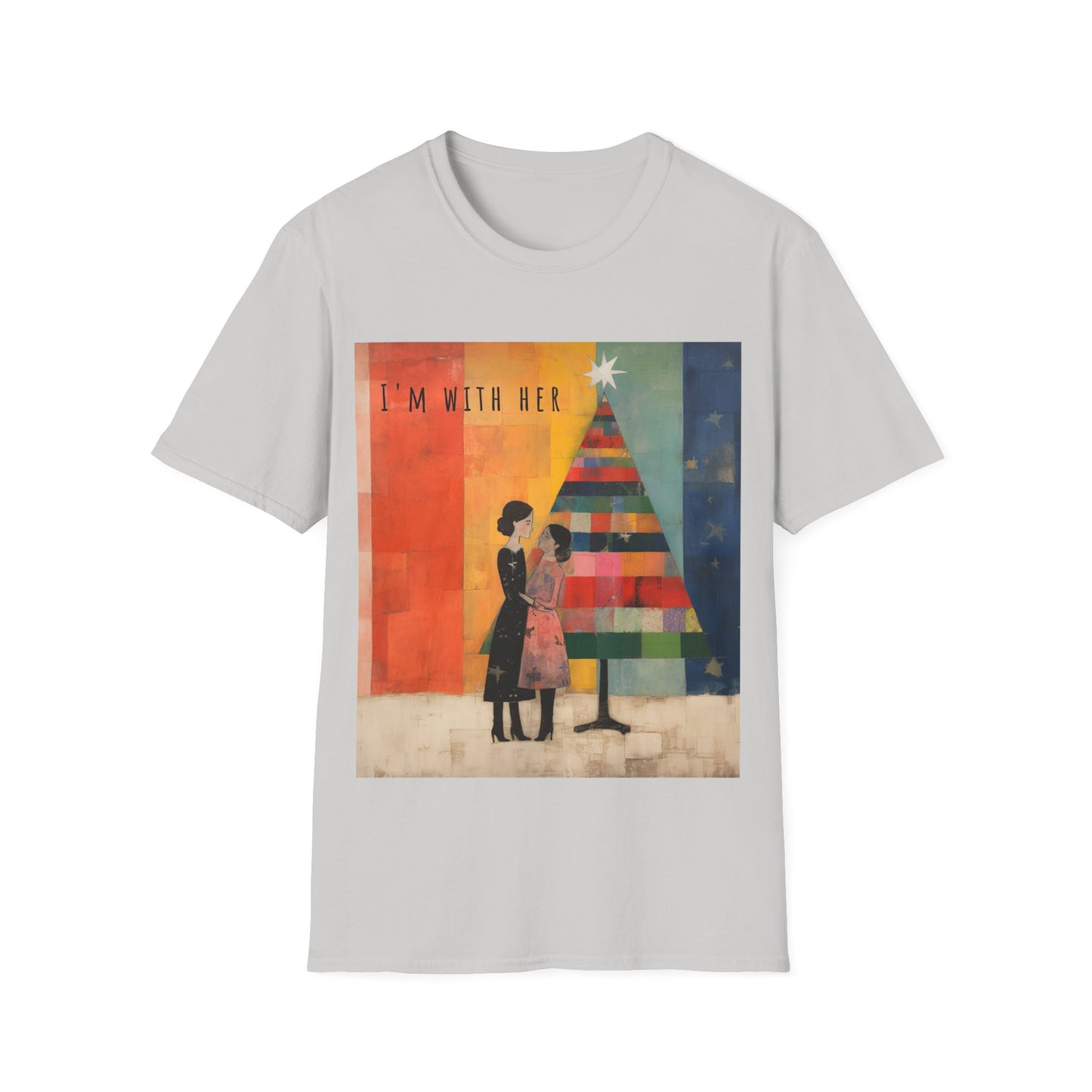 Pride Xmas - "I'm With Her" - Lesbian LGBTQ Christmas Pride Shirt Unisex Softstyle Teeshirt, T-Shirt, Gay Pride Gift, Many Colors