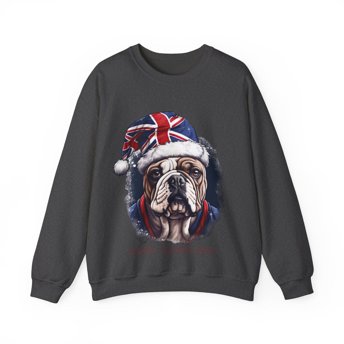 Happy Boxing Day - British English Bulldog - Happy Boxing Day- Christmas Unisex Long Sleeve Jersey Cotton Shirt Mens Womens Sweatshirt Sweat Shirt