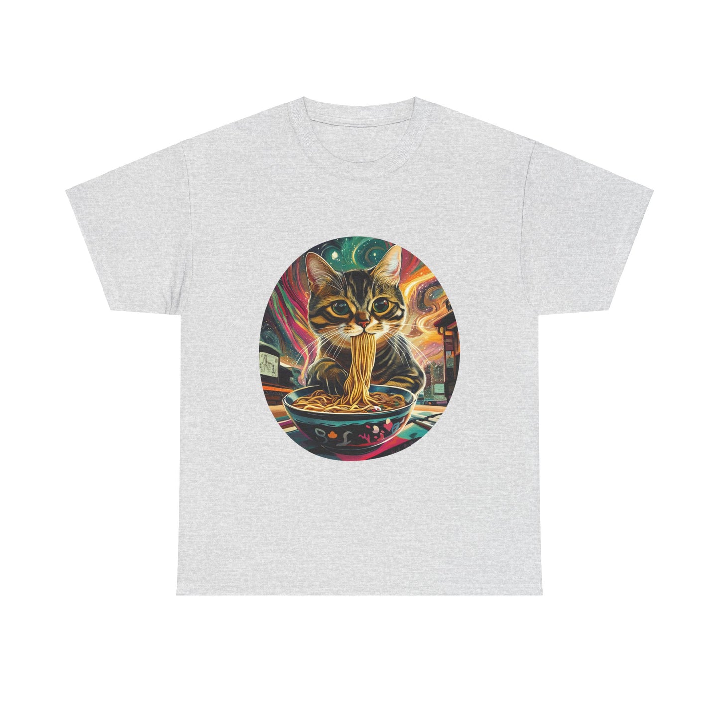 Ramen Cat (Ver 6), Cats and Ramen, Ramen Art Gift - Cute Cats Unisex Heavy Cotton Tee T-Shirt