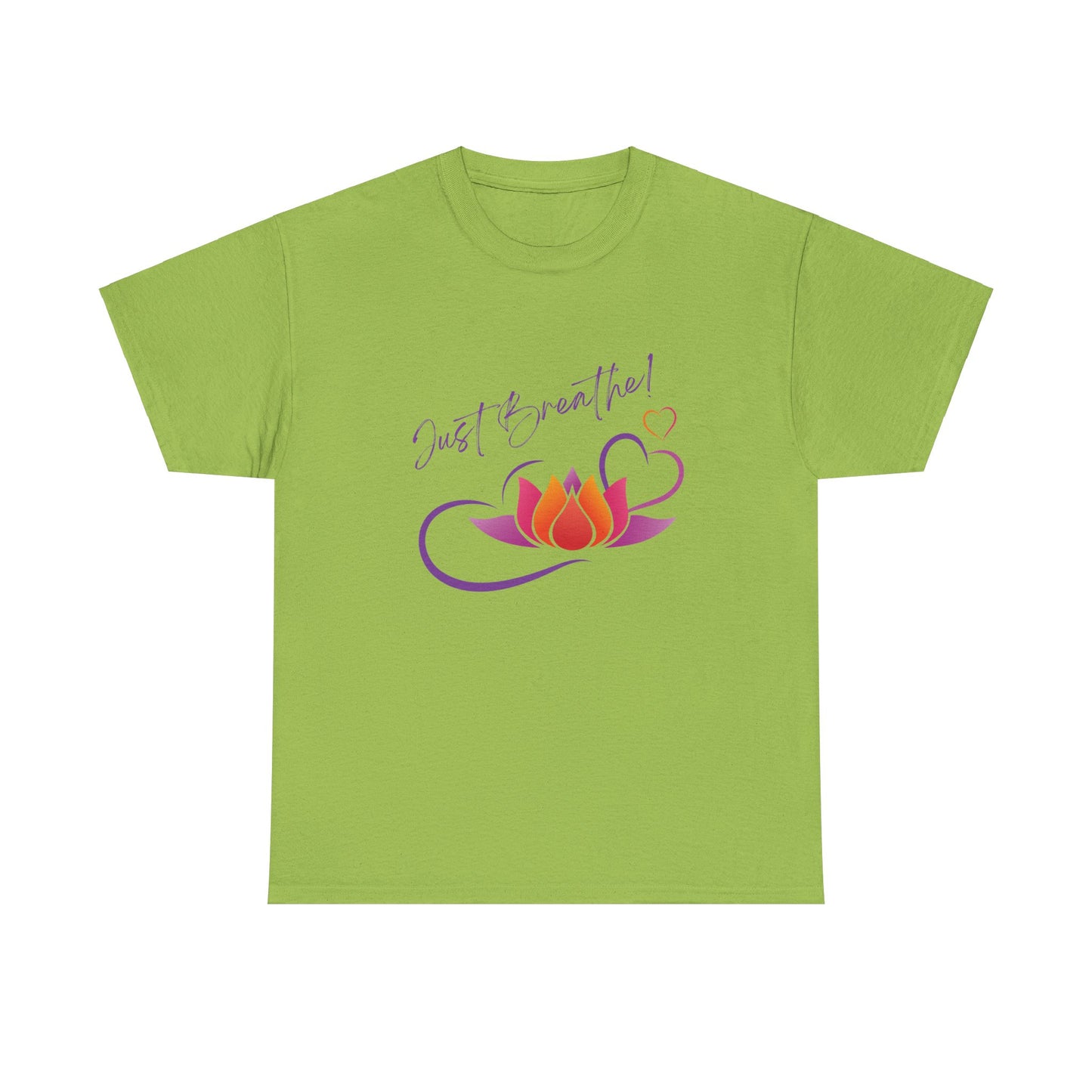 Just Breathe! Lotus Flower Hearts Tee shirt, Graphic Tees, Yoga Wear, Zen, Spiritual, Meditation Gifts Unisex Heavy Cotton Graphic Tee T-Shirt