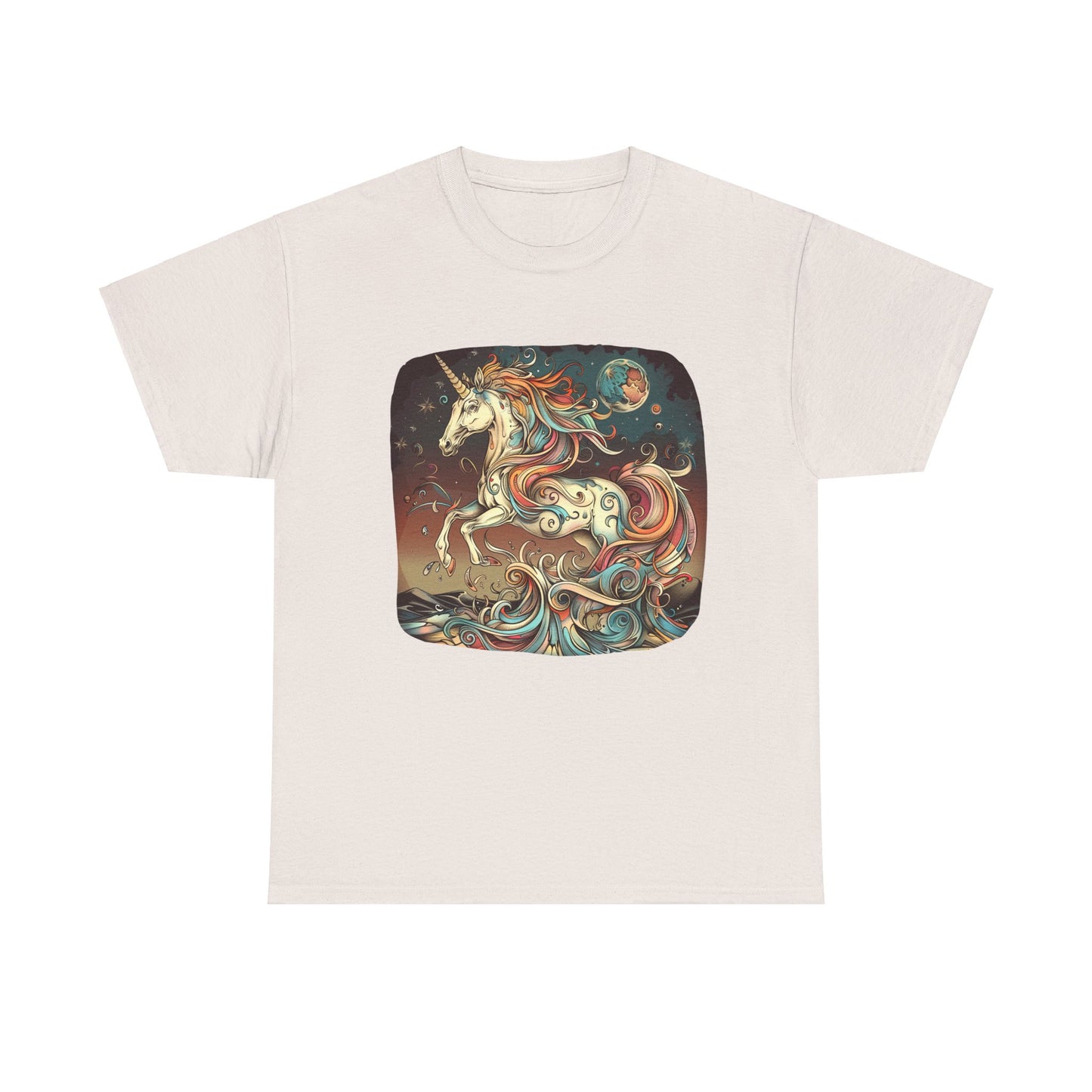 Beach Vibes Unicorn - Unicorn Lovers Graphic Tee Unisex Heavy Cotton Tee T-Shirt