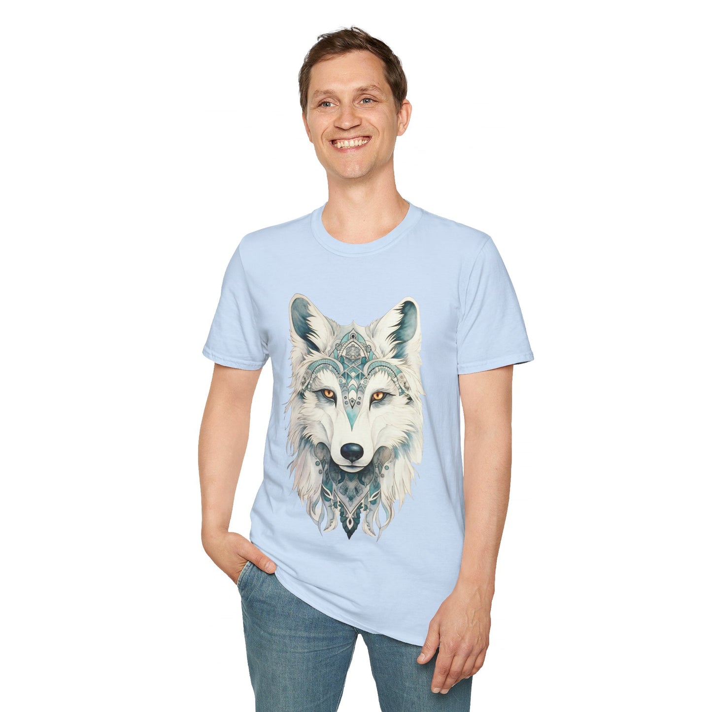 Snow Wolf, White Wolf Shirt, Lone Wolf Gift Unisex Tee Shirt, T-Shirt Wolf Totem Spirit Medicine Softstyle T-Shirt Tee Teeshirt