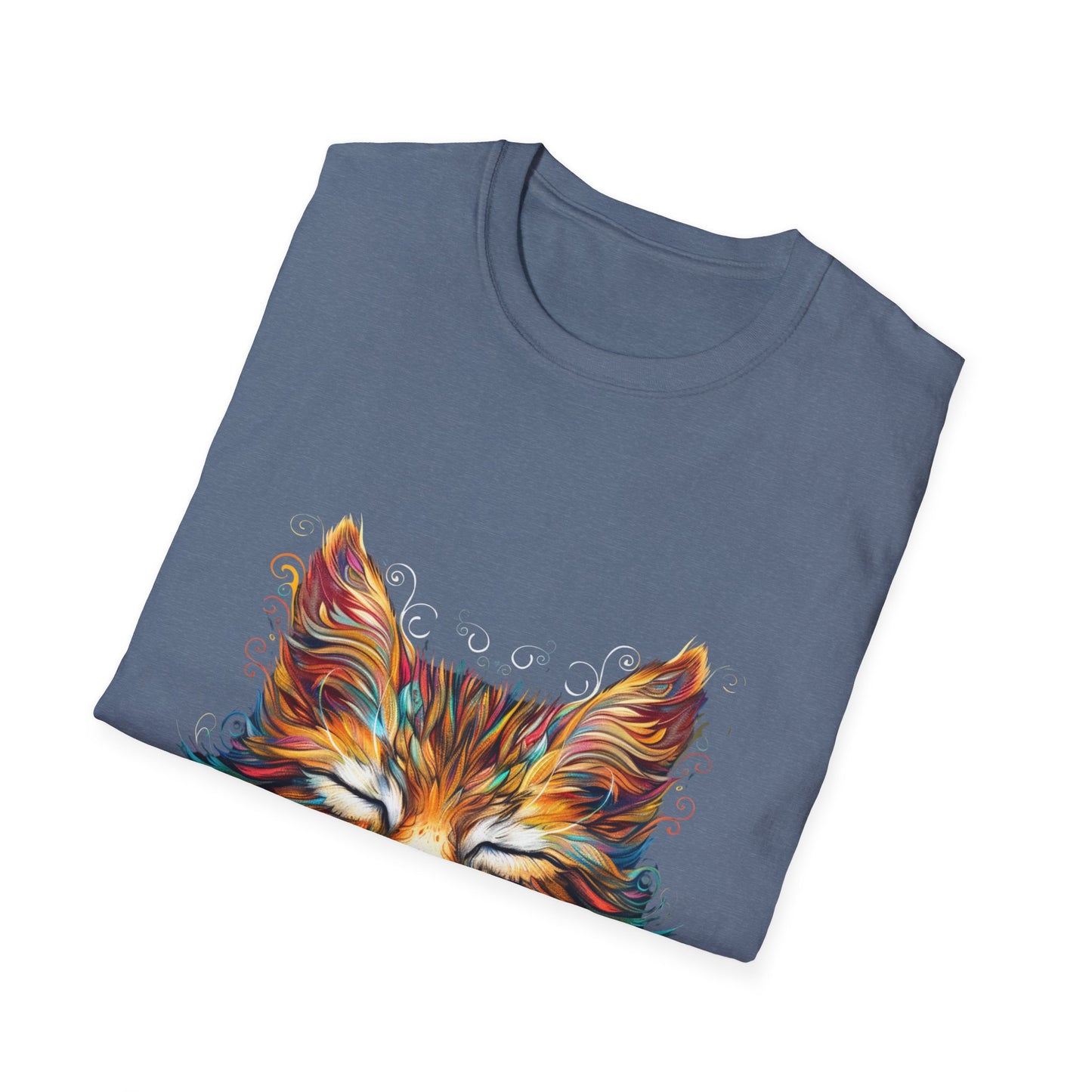 Chill Vibe Meditating Cat Shirt, Cat Lover's Graphic Tee Graphic Unisex T- Shirt, T-Shirt Cat Lovers Gift Softstyle T-Shirt Tee Teeshirt Stylized Cat