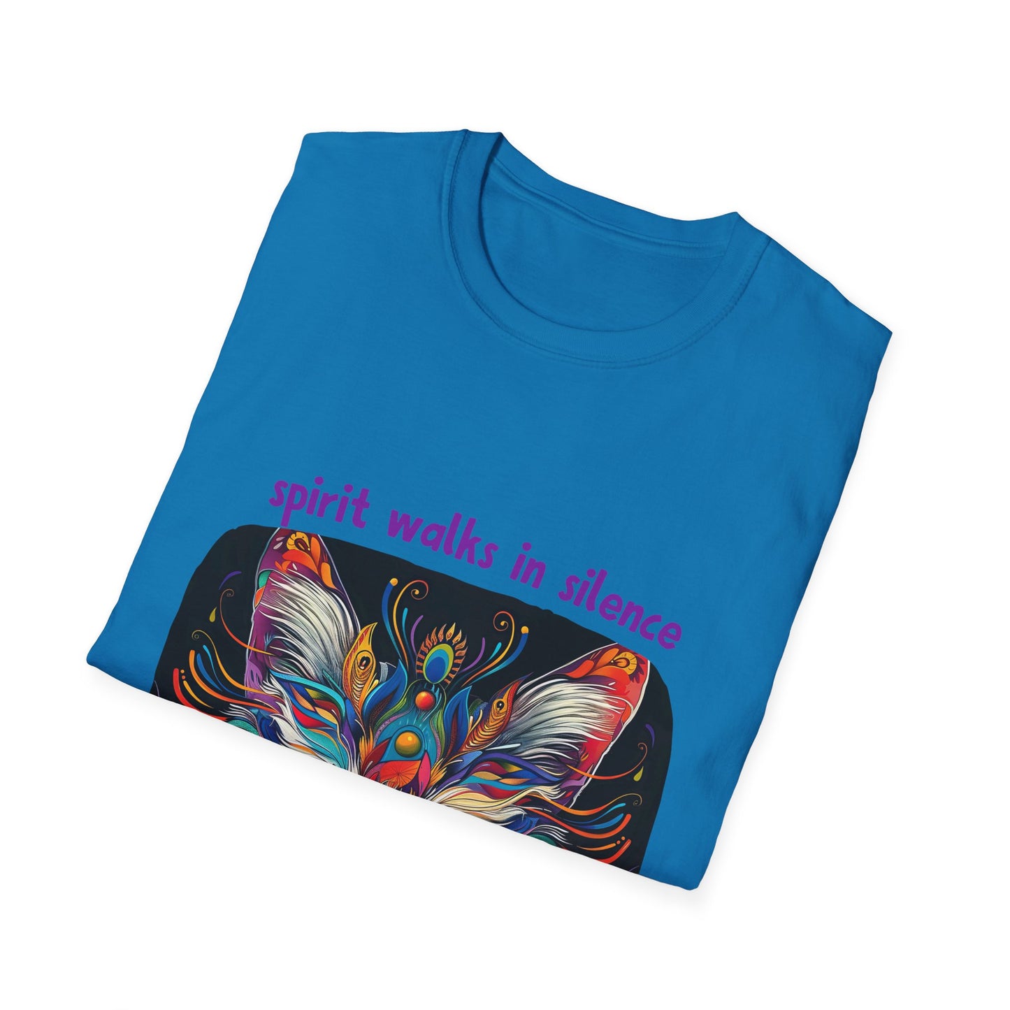 Spirit Walks in Silence, Wind Carries its Song - Shaman Graphic Cat Tee, Cat Lover's Graphic Tee Graphic Unisex T- Shirt, T-Shirt Cat Lovers Gift Softstyle T-Shirt Tee Teeshirt Stylized Cat