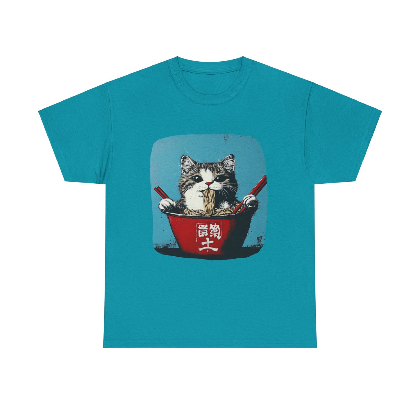 Ramen Cat (V4) Cats and Ramen, Ramen Art Gift - Cute Cats Unisex Heavy Cotton Tee T-Shirt