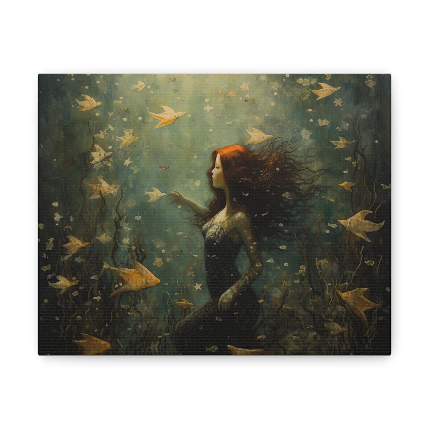 Mermaid Wall Art, Underwater Scene, Mystical Wall Art, Canvas, Kids or Adults Room, Creative Wall Art Painting Pastel