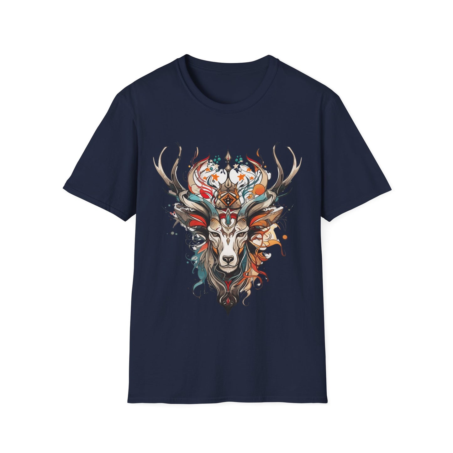 Tribal Reindeer Deer, Buck, Reindeer, Deer Medicine Shirt Mens Woman's Unisex Shirt, Softstyle T-Shirt Tee Teeshirt